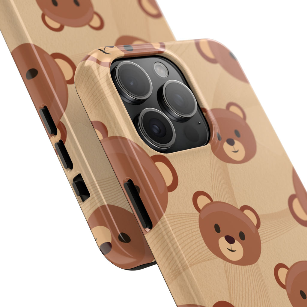 Bear Pattern Tough Phone Case — Cute Brown Bear Protective Phone Cover