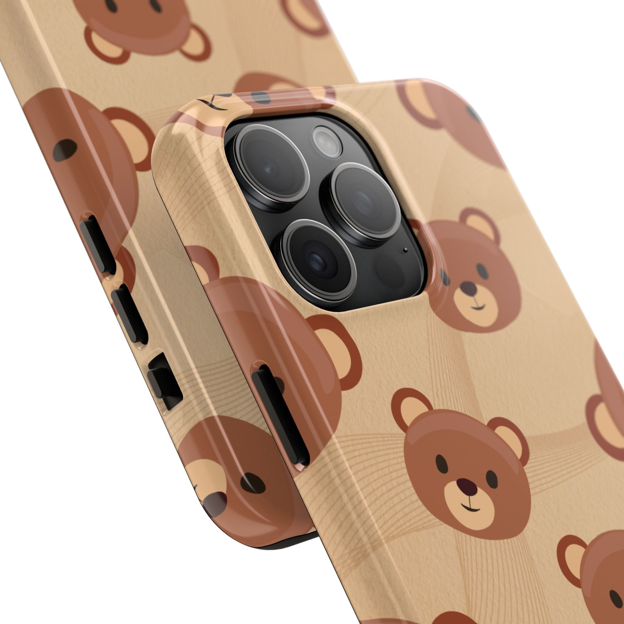 Bear Pattern Tough Phone Case — Cute Brown Bear Protective Phone Cover