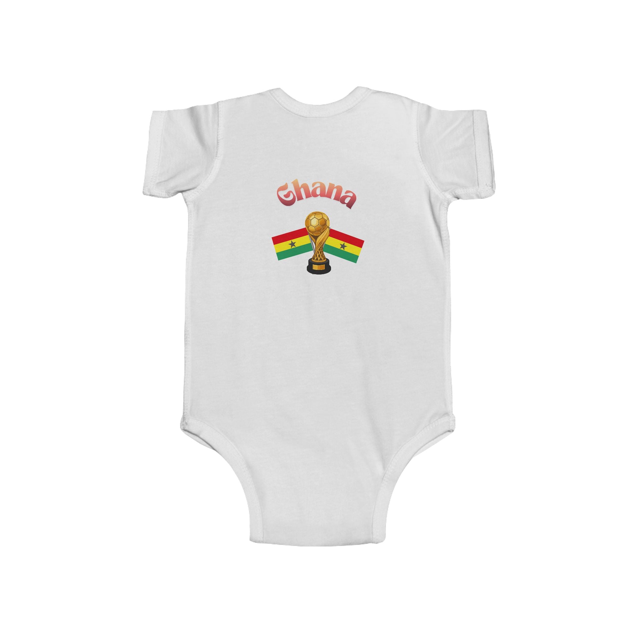 Ghana Flag Infant Bodysuit — Baby Onesie with Ghana Cup Trophy Design