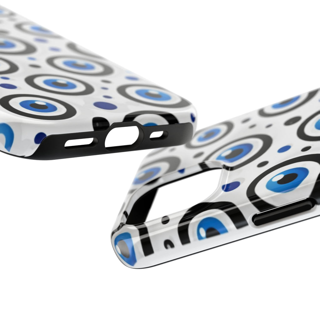 Blue Evil Eye Pattern Tough Phone Case — Protective Ceramic Nazar Design