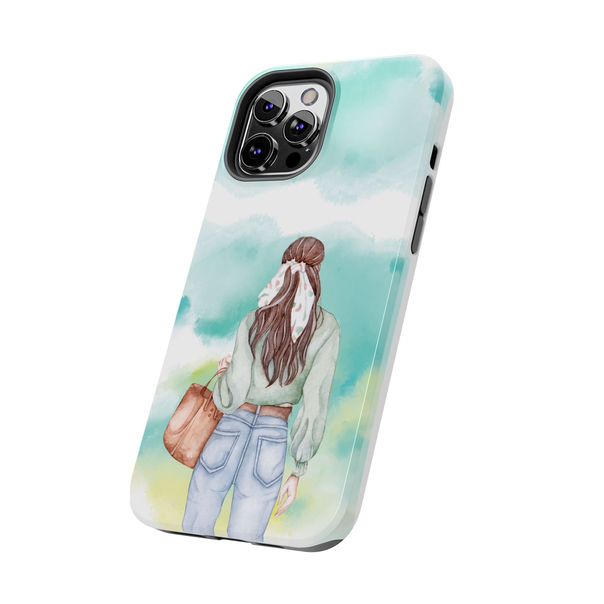 Watercolor Girl Tough Phone Case — Trendy Pastel Back-to-School Protective Cover