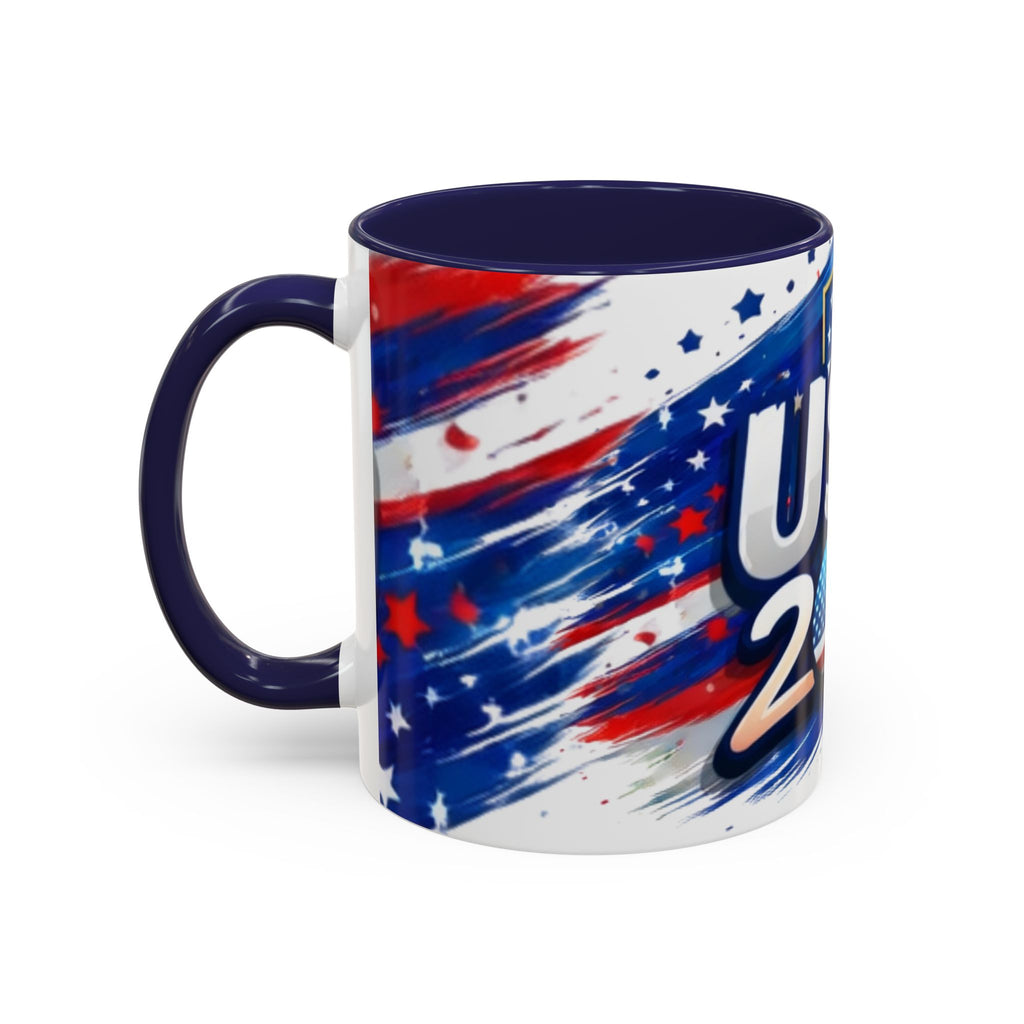 USA 2026 Flag Accent Coffee Mug — Patriotic Fourth of July Drinkware