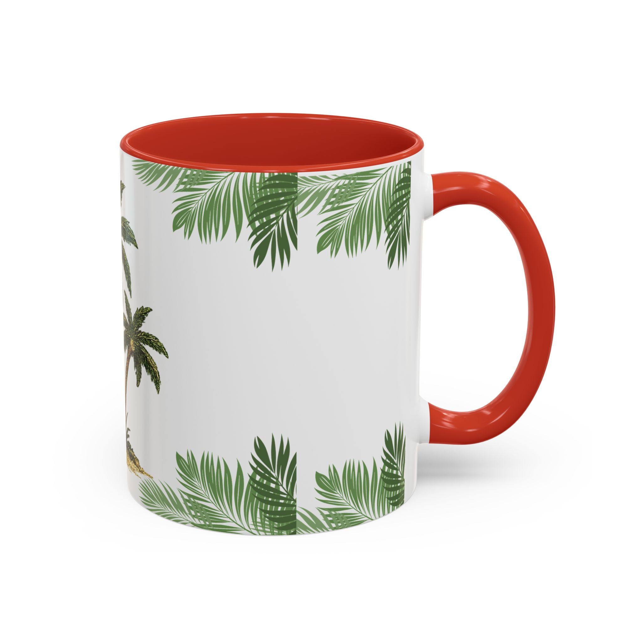 Tropical Palm Coffee Mug — Beachy Accent Mug with Palm Leaves (11oz)