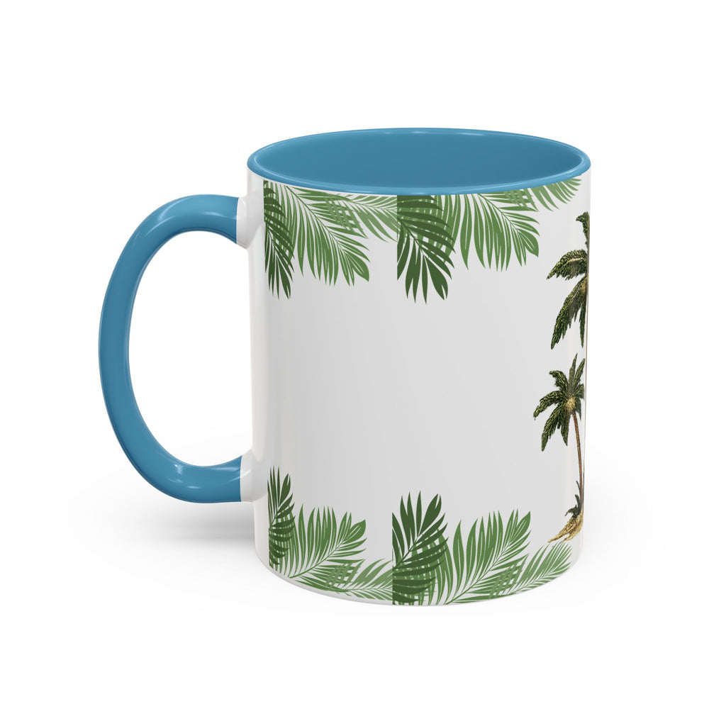Tropical Palm Coffee Mug — Beachy Accent Mug with Palm Leaves (11oz)