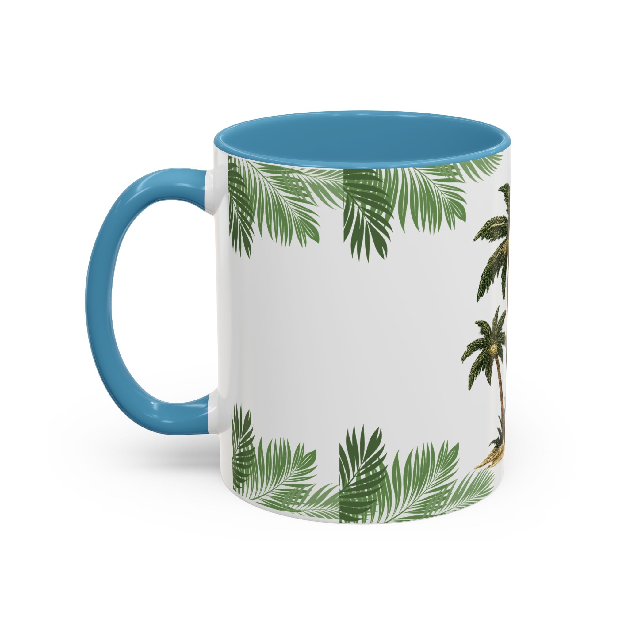Tropical Palm Coffee Mug — Beachy Accent Mug with Palm Leaves (11oz)