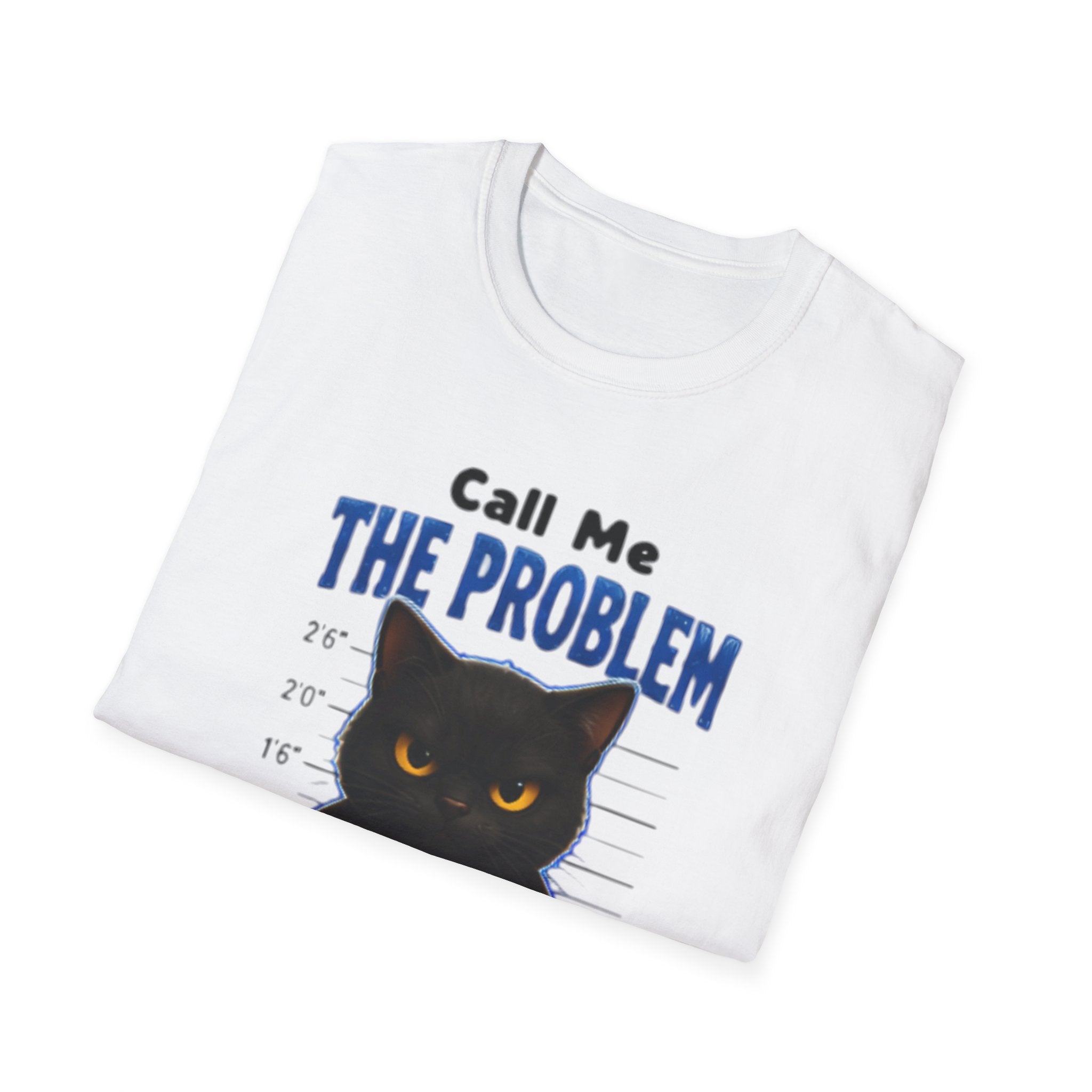 Cat Mugshot  unisex T-Shirt — "Call Me The Problem" Funny Black Cat Graphic Tee