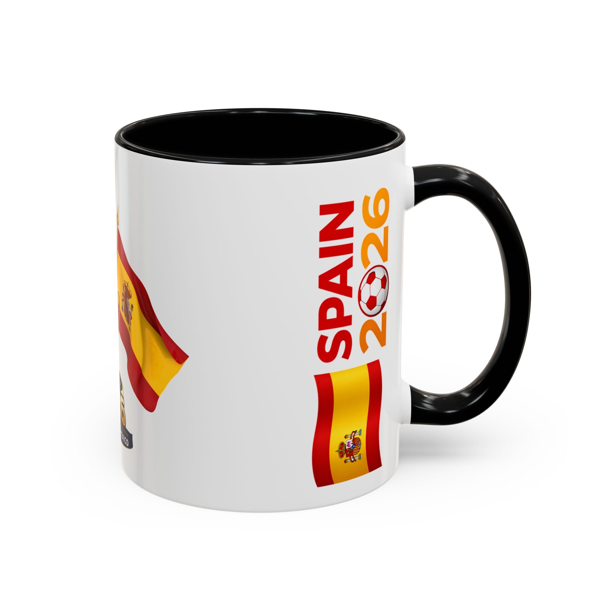 Spain 2026 Soccer Trophy Accent Coffee Mug — Spain Flag Football Fan Gift (11/15oz)