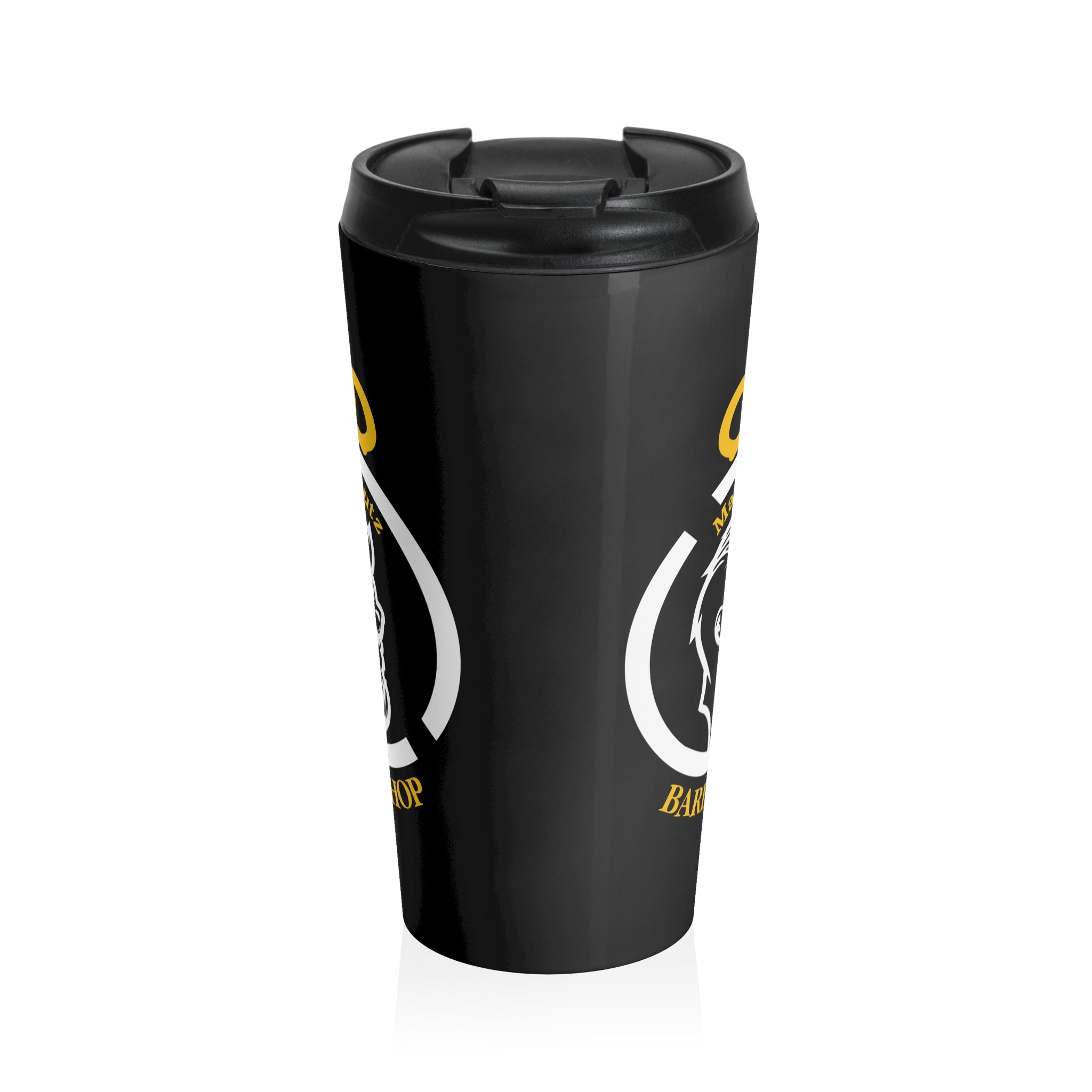 Madrid Cutz  Skull Stainless Steel Travel Mug — Black Insulated Coffee Tumbler for Barbers