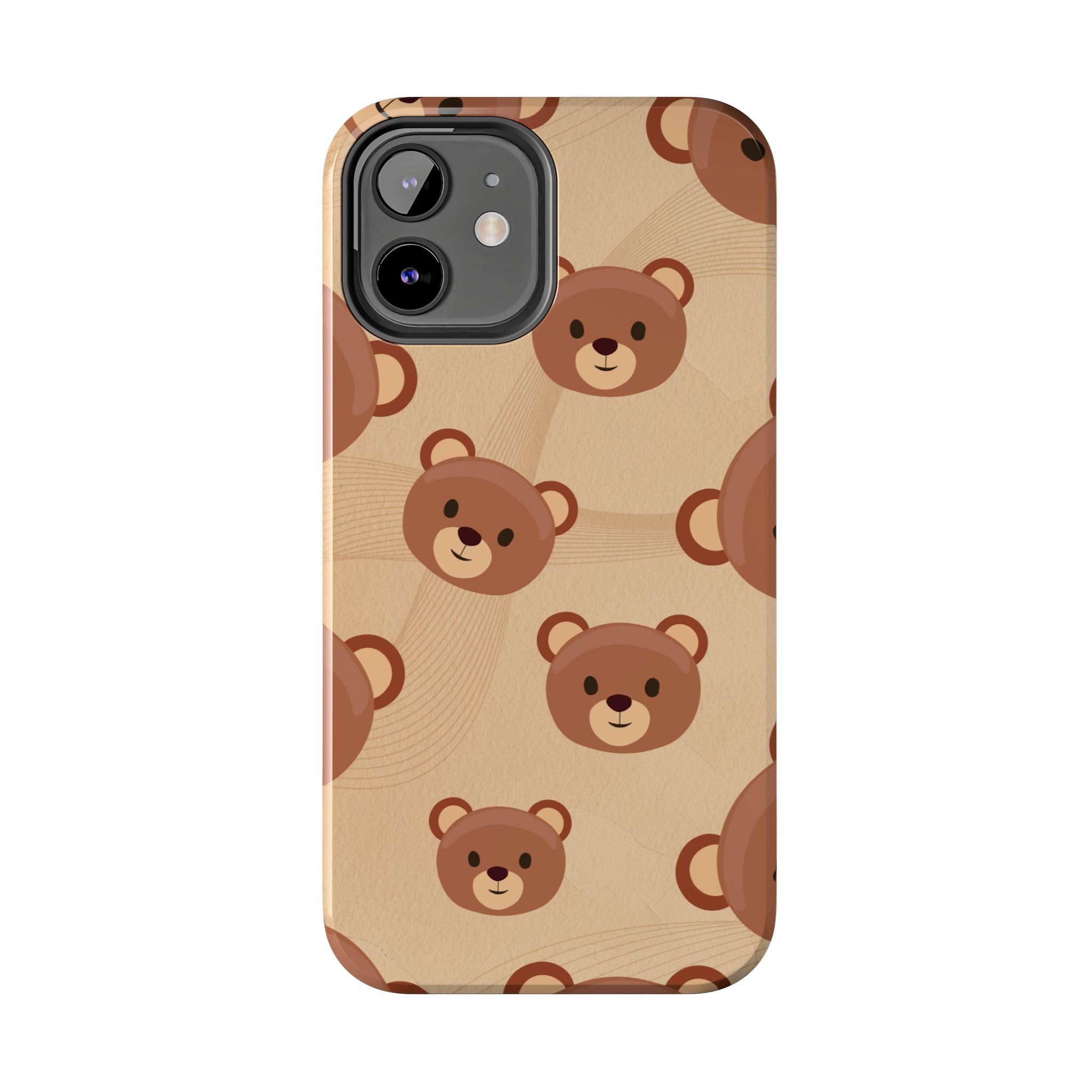 Bear Pattern Tough Phone Case — Cute Brown Bear Protective Phone Cover