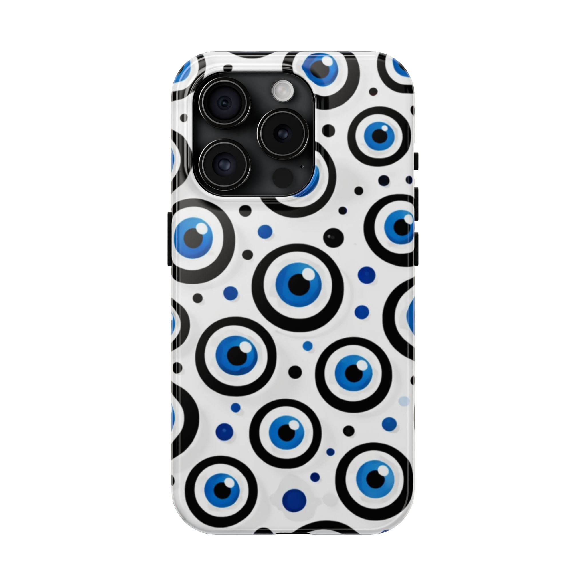 Blue Evil Eye Pattern Tough Phone Case — Protective Ceramic Nazar Design