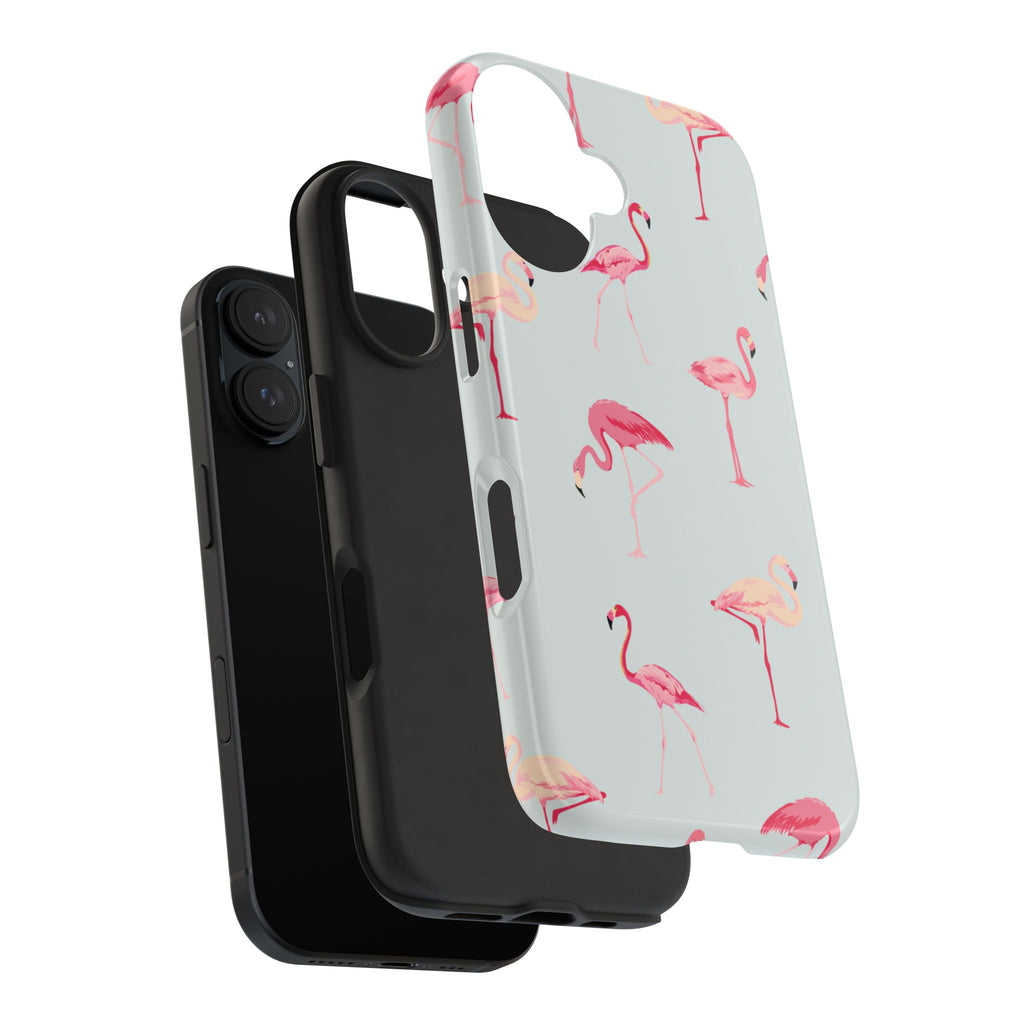 Flamingo Pattern Tough Phone Case — Cute Pink Birds Protective Phone Cover