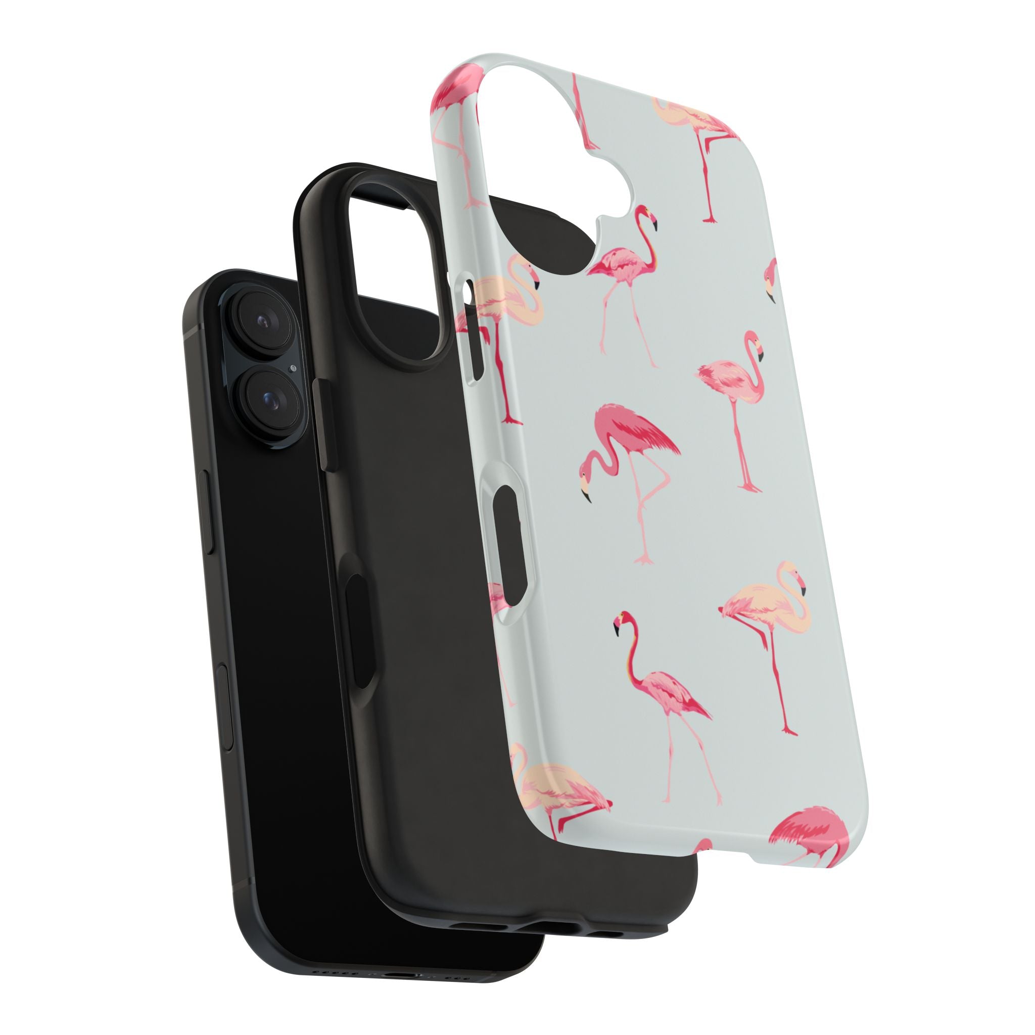 Flamingo Pattern Tough Phone Case — Cute Pink Birds Protective Phone Cover