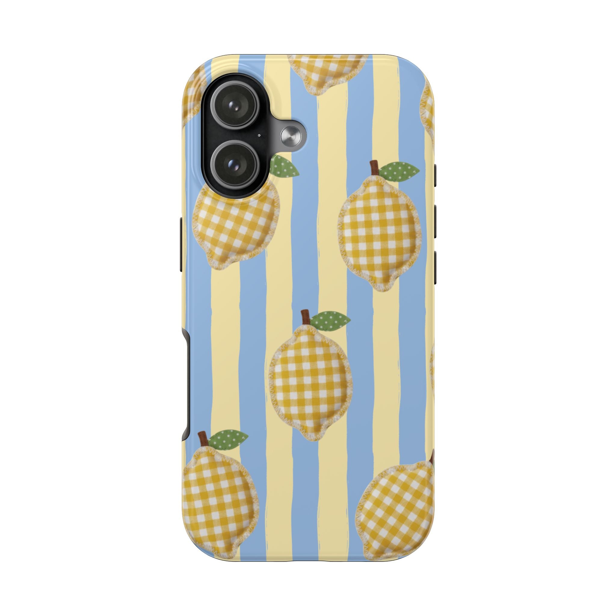 Tough Phone Case — Blue & Yellow Gingham Lemon Design