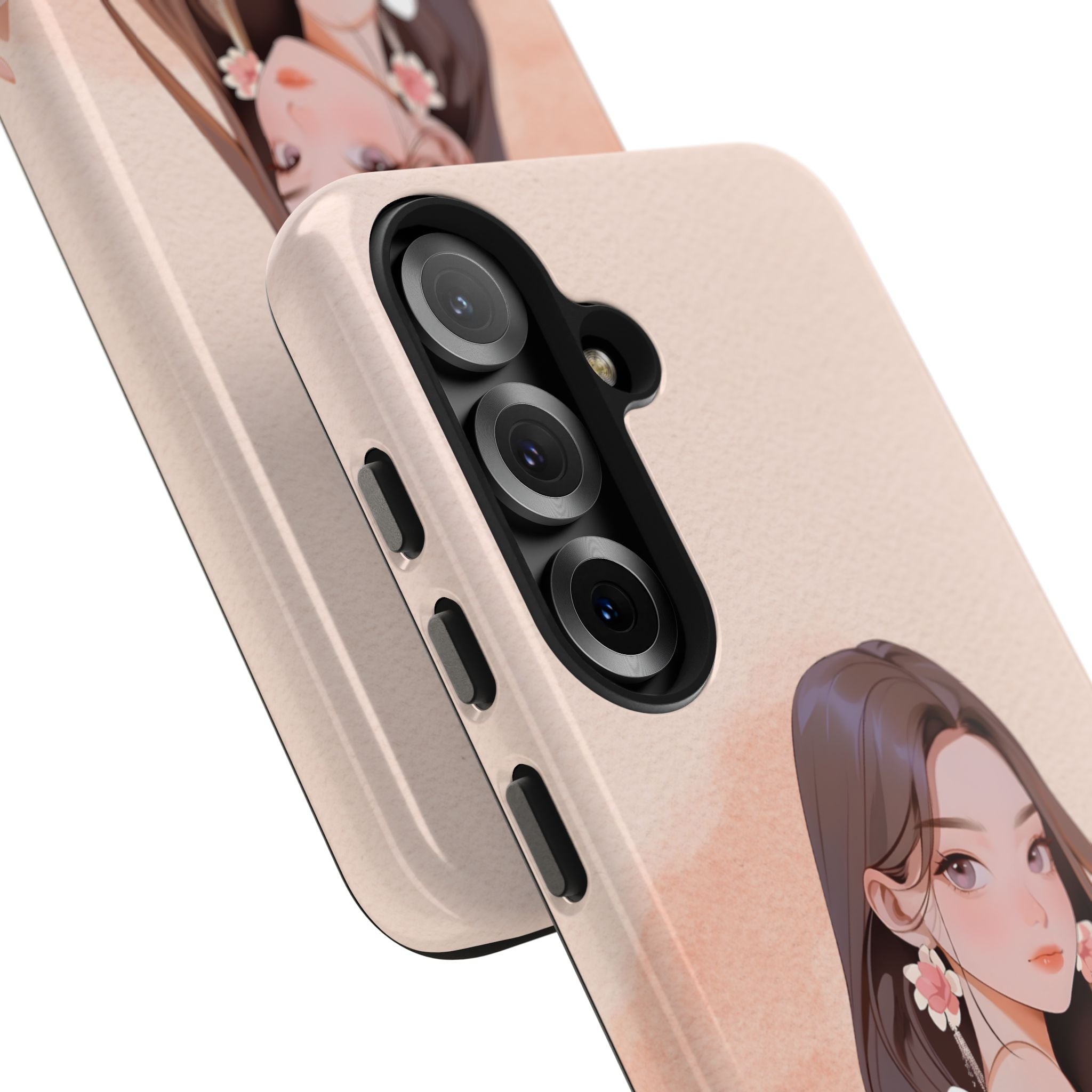 Tough Phone Case — Elegant Anime Girl Illustration, Protective Slim Phone Cover