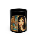 Black Ceramic Mug – Middle Eastern Princess Portrait Art Coffee Cup