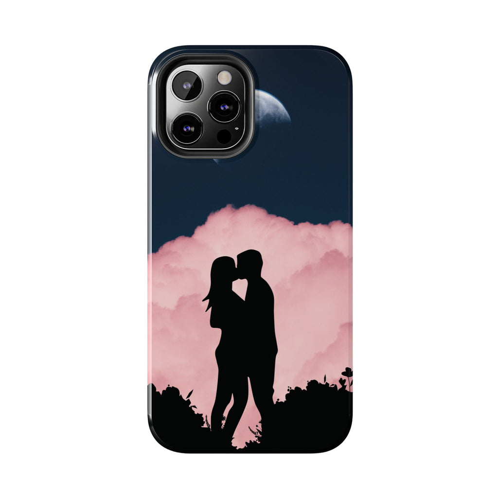 Tough Phone Case — Romantic Couple Silhouette with Moon & Pink Cloud