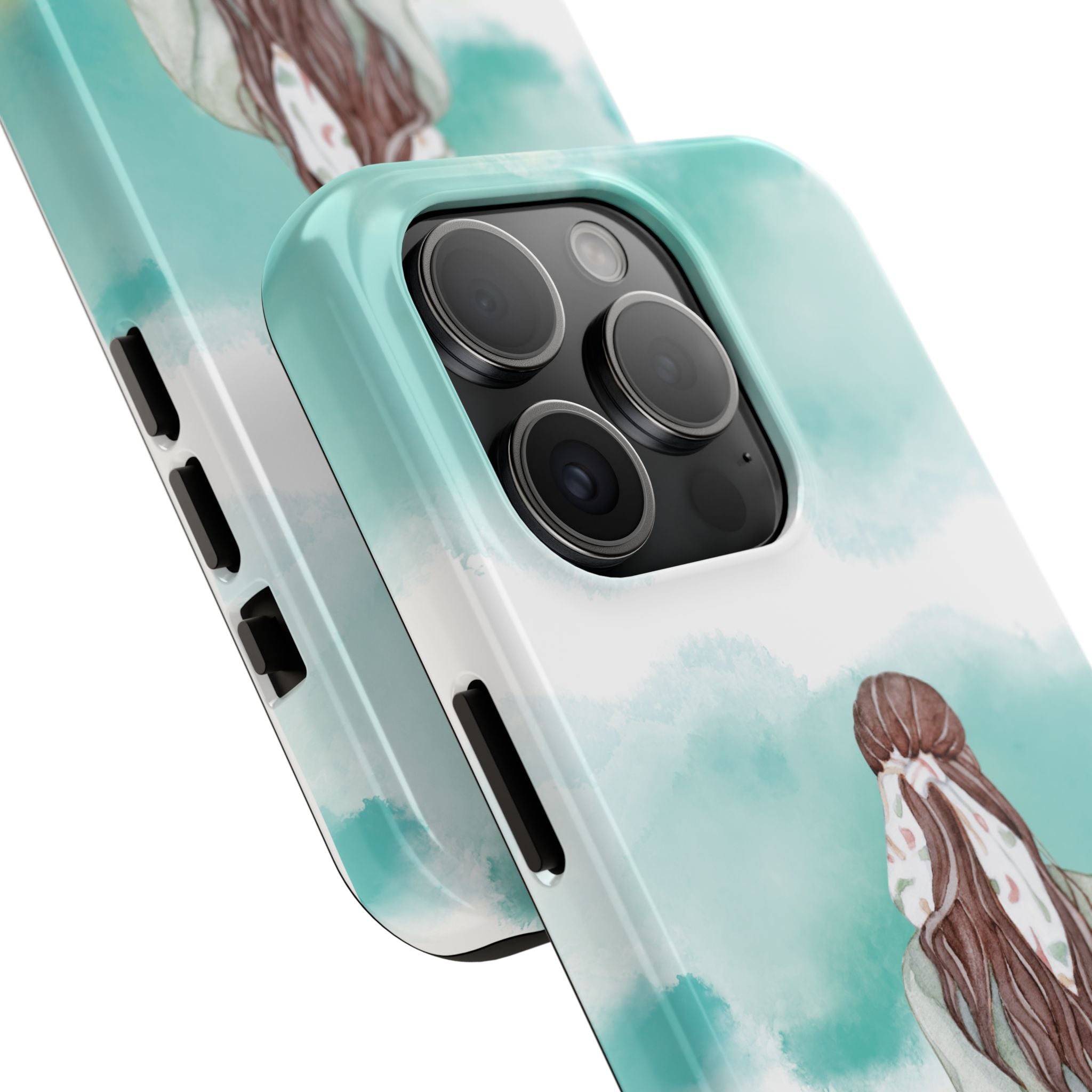 Watercolor Girl Tough Phone Case — Trendy Pastel Back-to-School Protective Cover