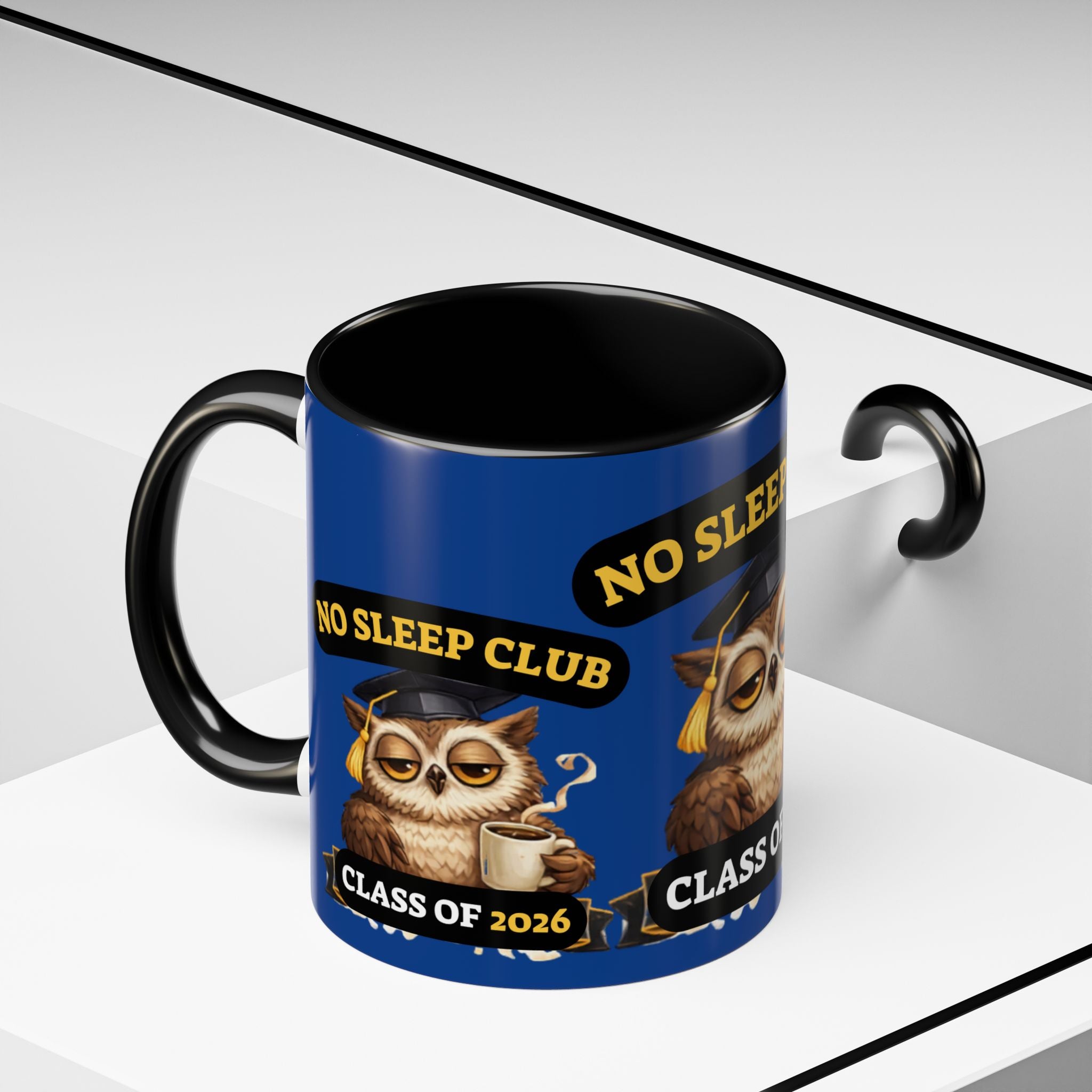 No Sleep Club Class of 2026 Coffee Mug — Graduation Owl Accent Mug (11/15oz)