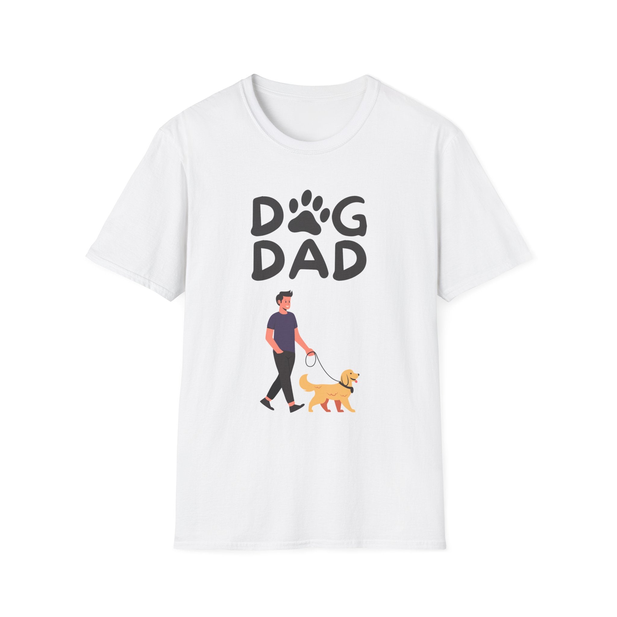 Dog Dad T-Shirt — Men’s Cute Paw Print & Walking Illustration Tee