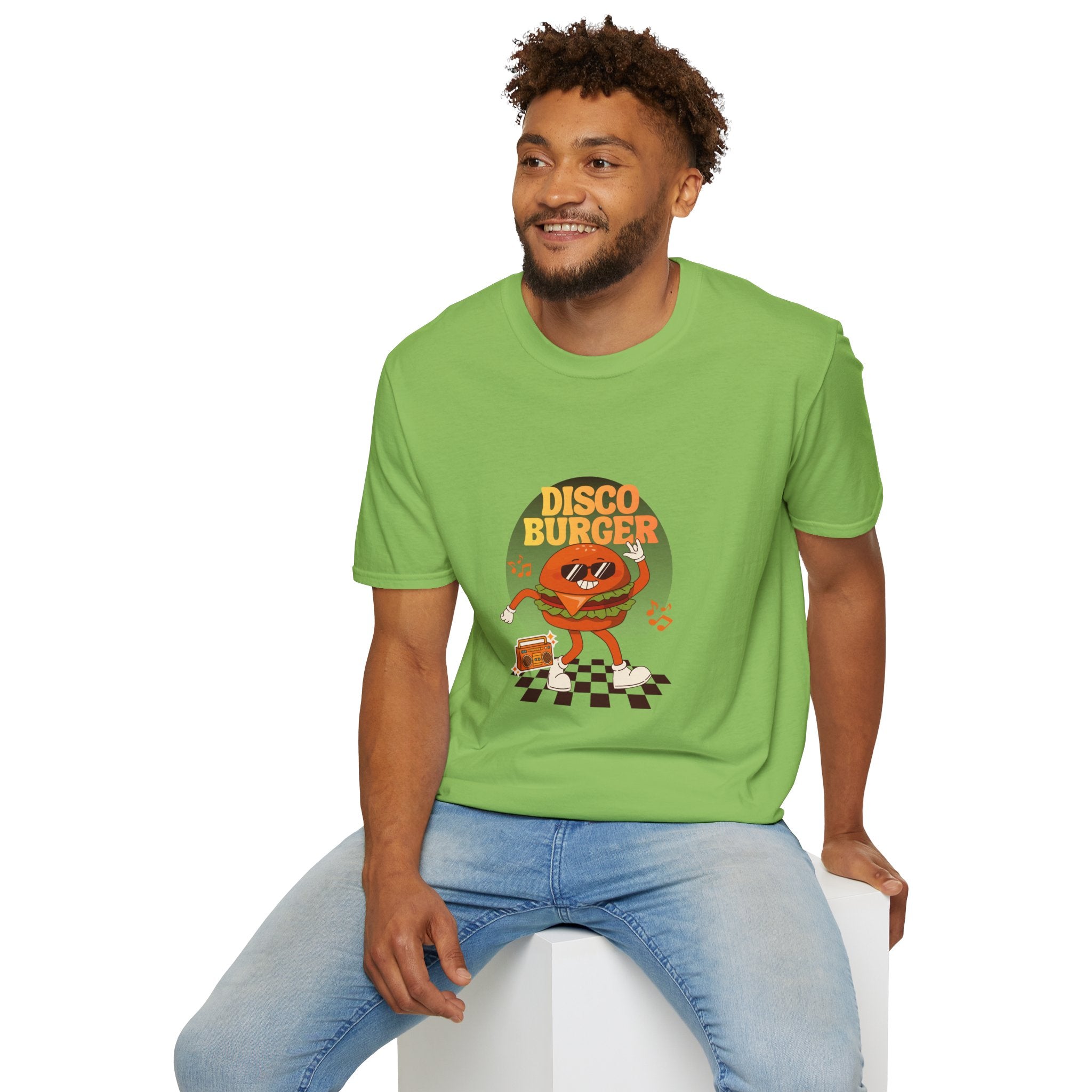 Disco Burger T-Shirt — Retro Dancing Burger Graphic Tee