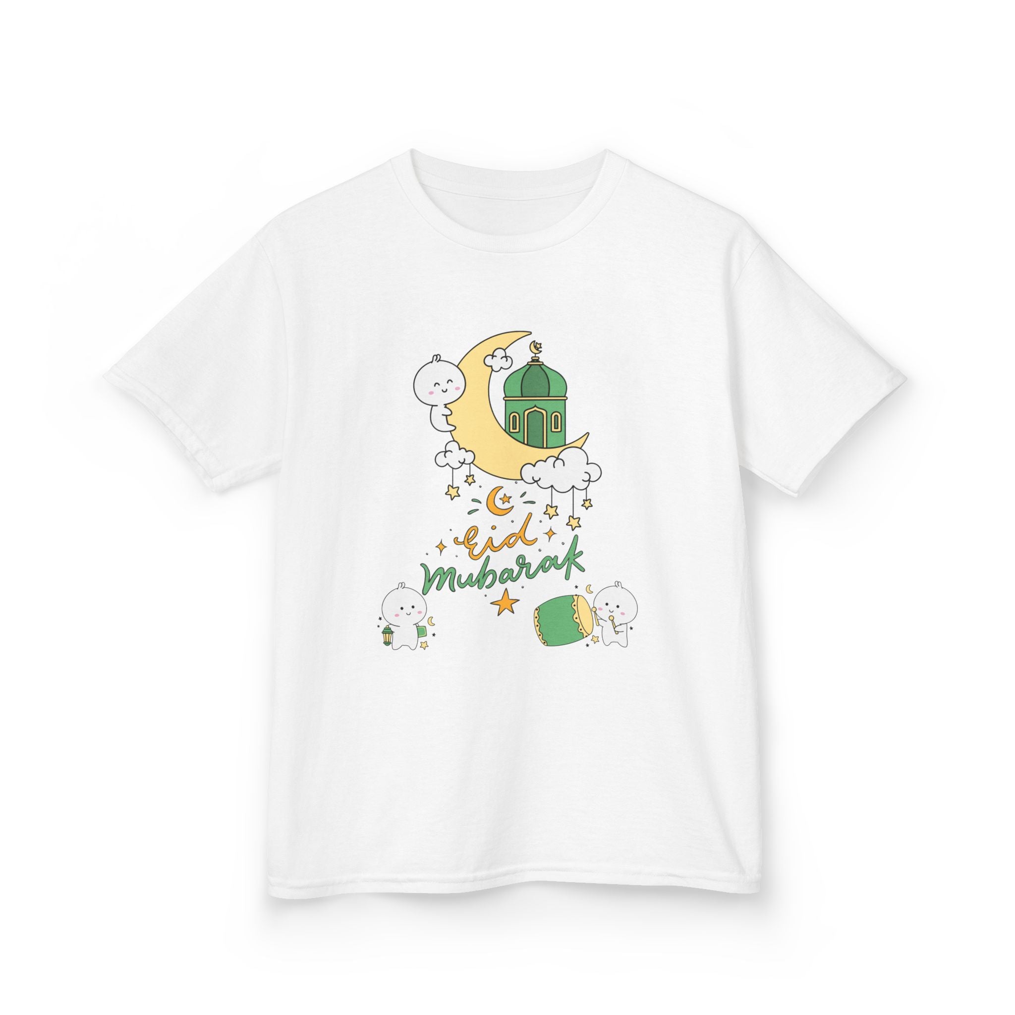 Kids Eid Mubarak Tee — Cute Crescent Moon & Mosque Ramadan Shirt