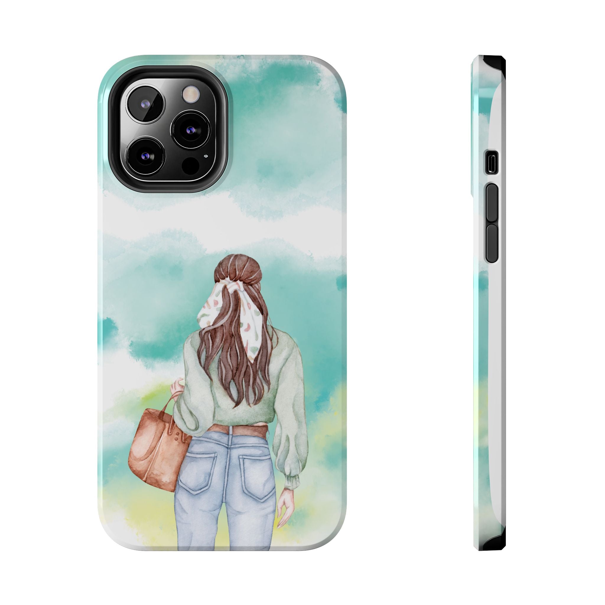 Watercolor Girl Tough Phone Case — Trendy Pastel Back-to-School Protective Cover