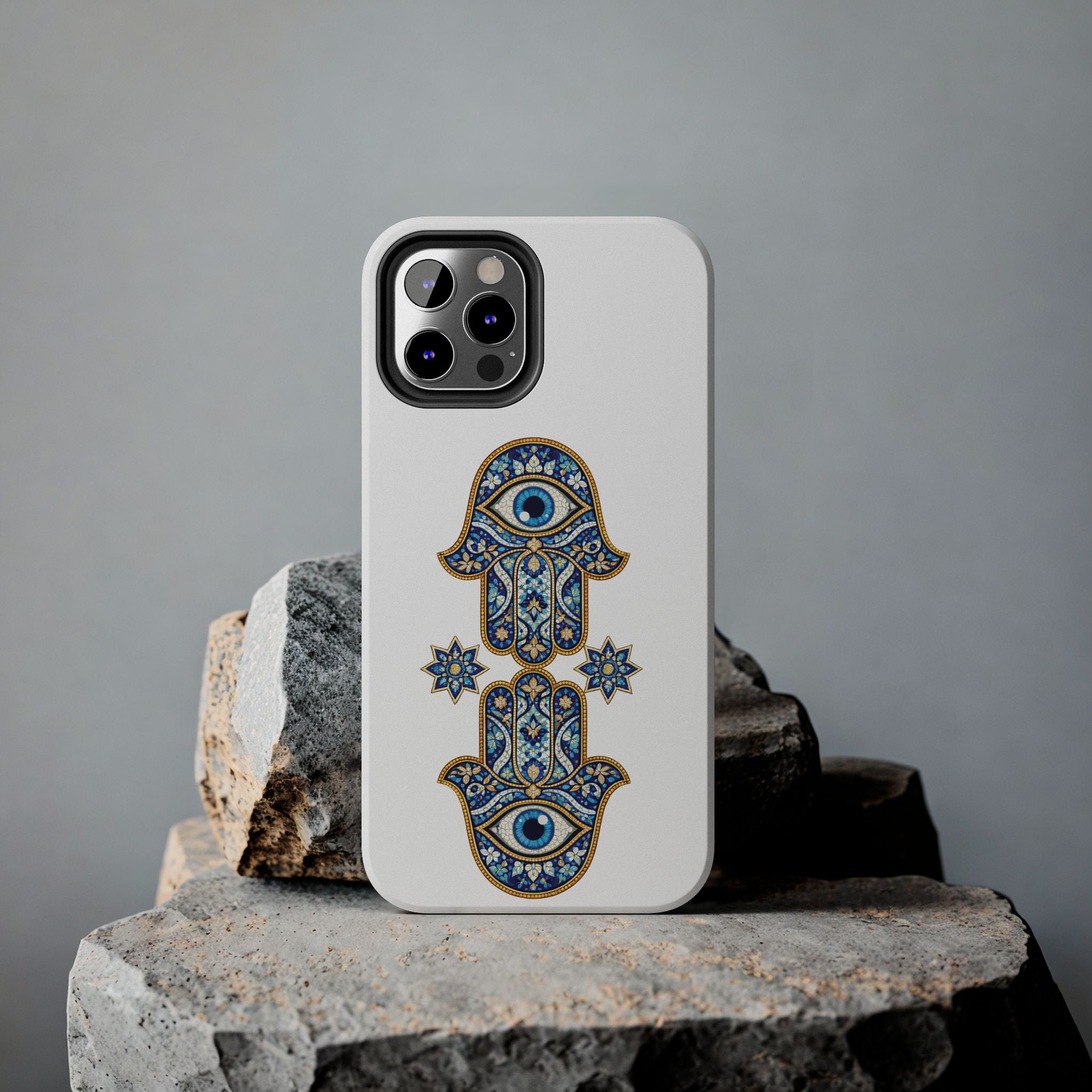 Hamsa Eye Tough Phone Case — Blue Mosaic Protective Phone Cover