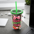Sweet Summer Days Tumbler — 16oz Clear Straw Cup with Tropical Fruits & Bow Design