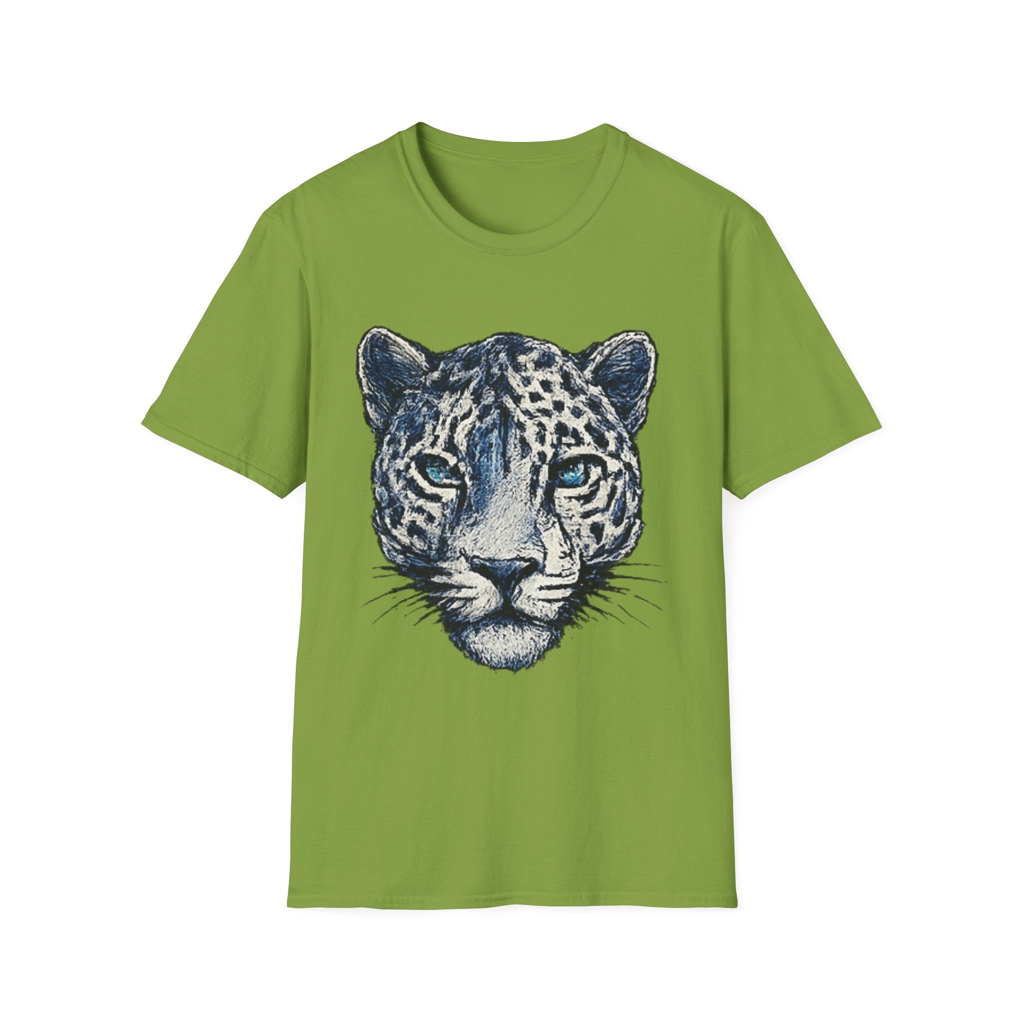 Leopard Face T-Shirt — Realistic Blue-Eyed Big Cat Graphic Tee