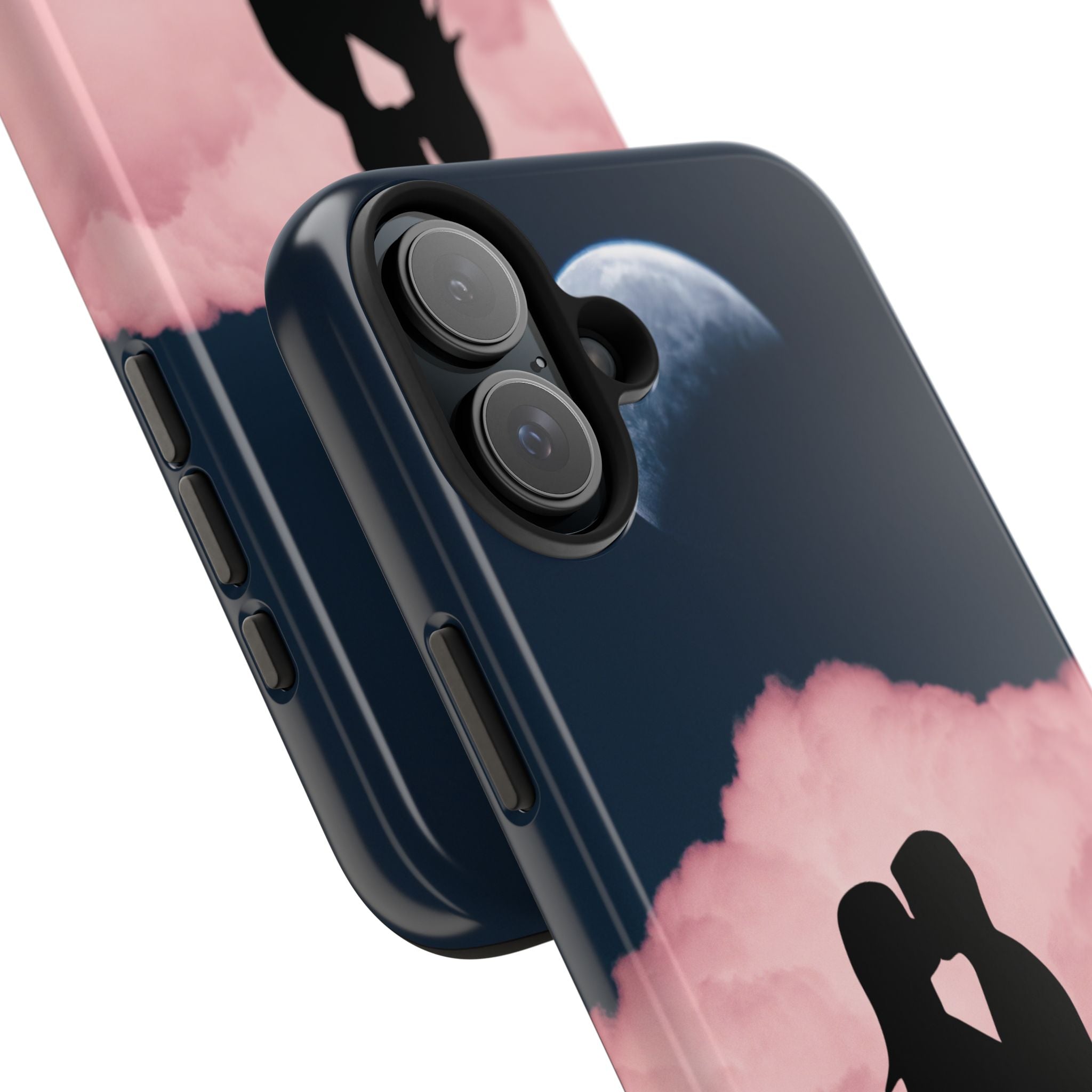 Tough Phone Case — Romantic Couple Silhouette with Moon & Pink Cloud