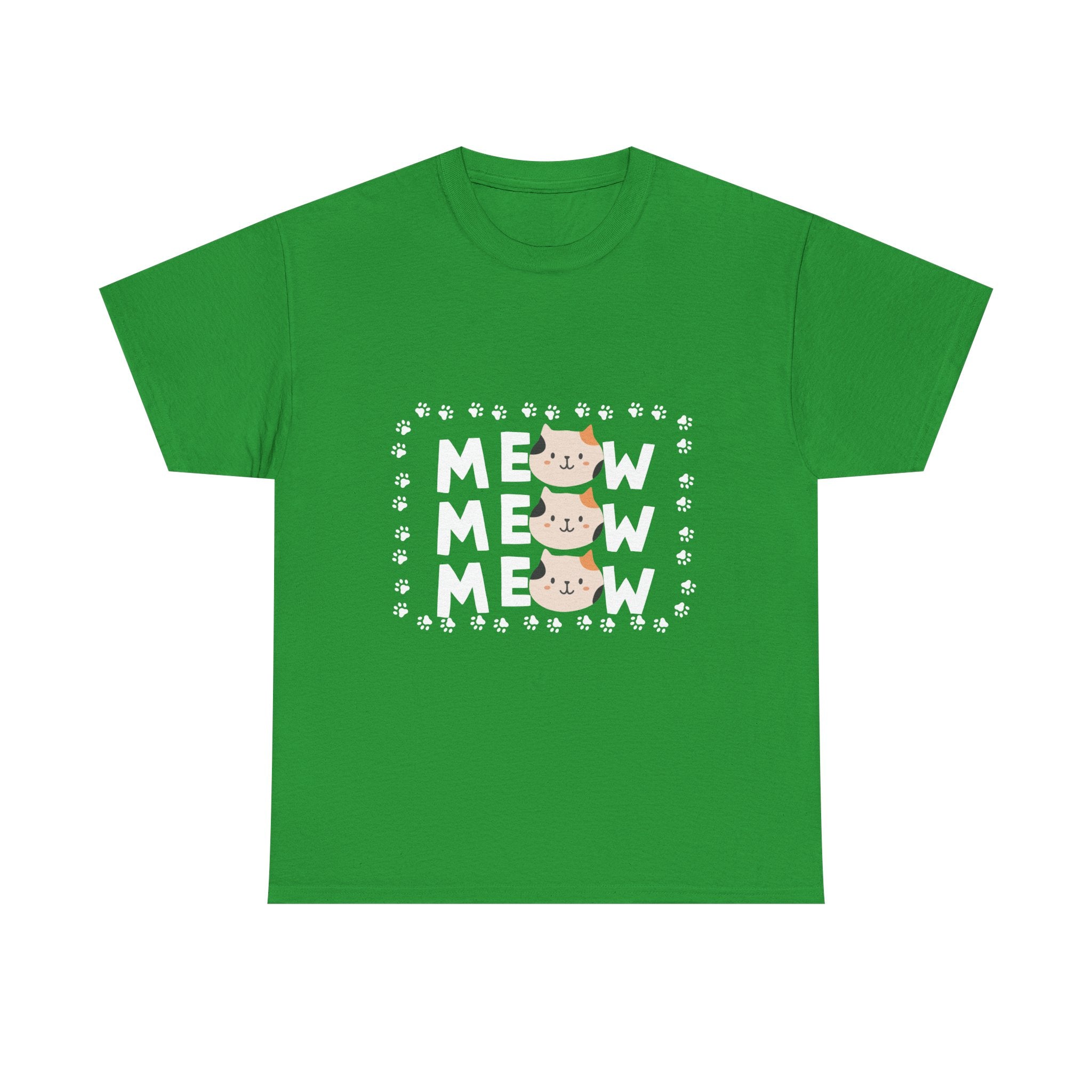Meow Cat Graphic Tee — Cute Paw Print Kitty T-Shirt