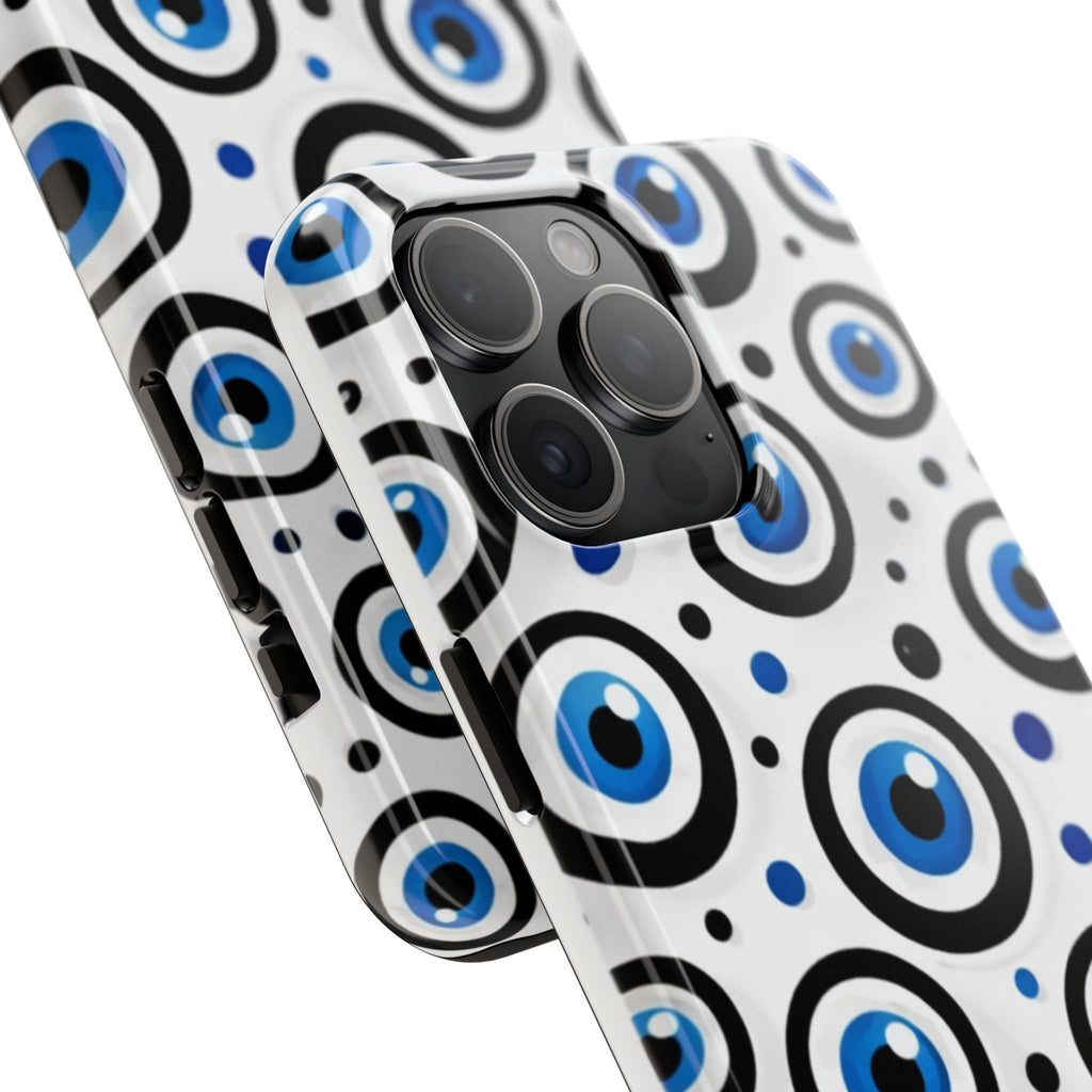 Blue Evil Eye Pattern Tough Phone Case — Protective Ceramic Nazar Design