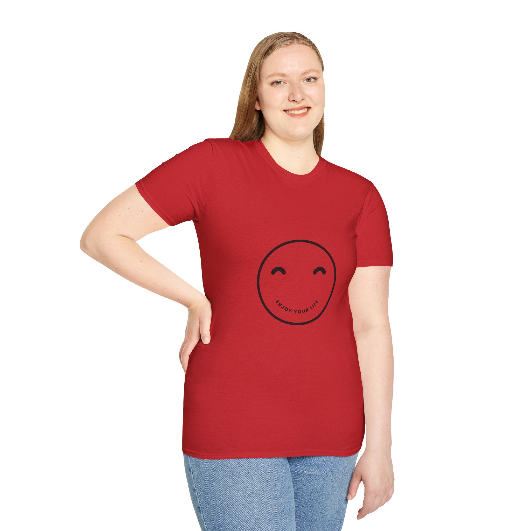 Smiley Face T-Shirt — "Enjoy Your Life" Minimal Graphic Tee