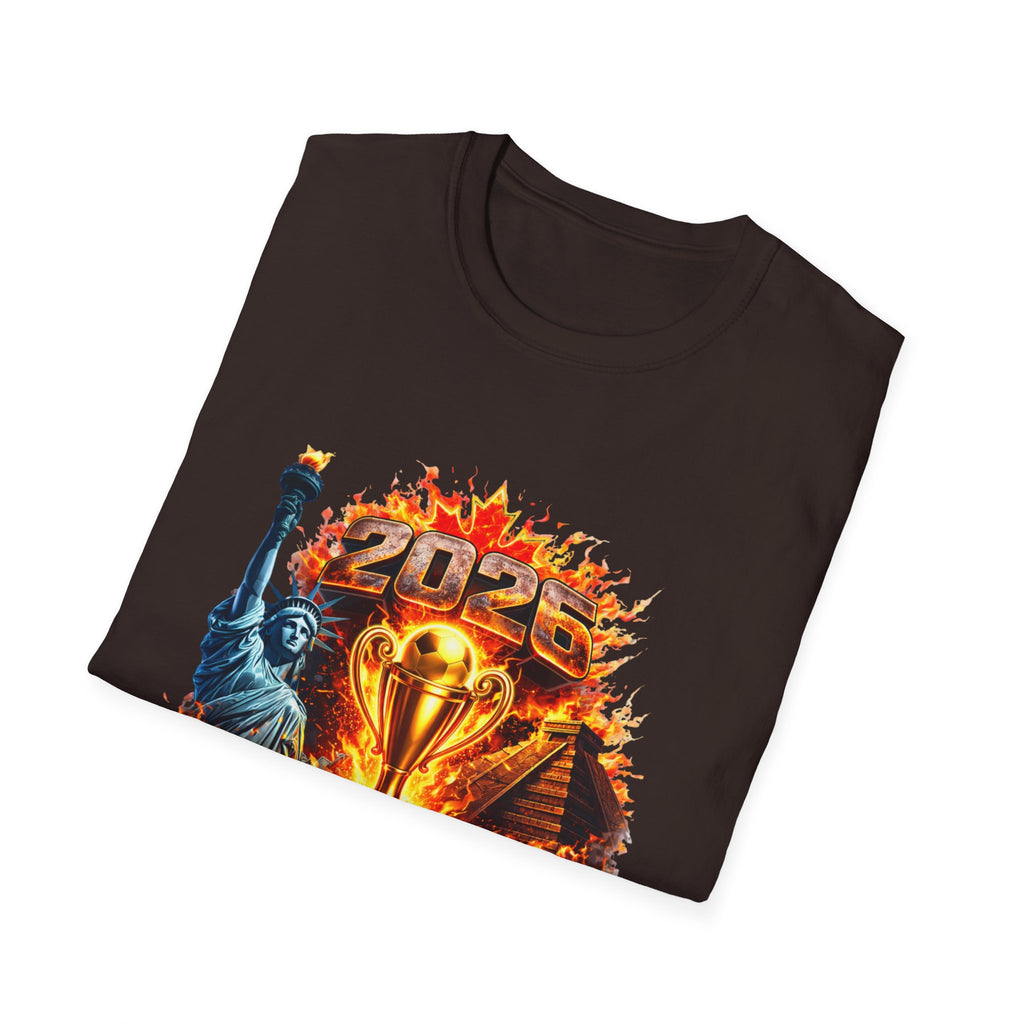 2026 North America Soccer Cup T-Shirt — Trophy, Statue of Liberty & Flags Graphic