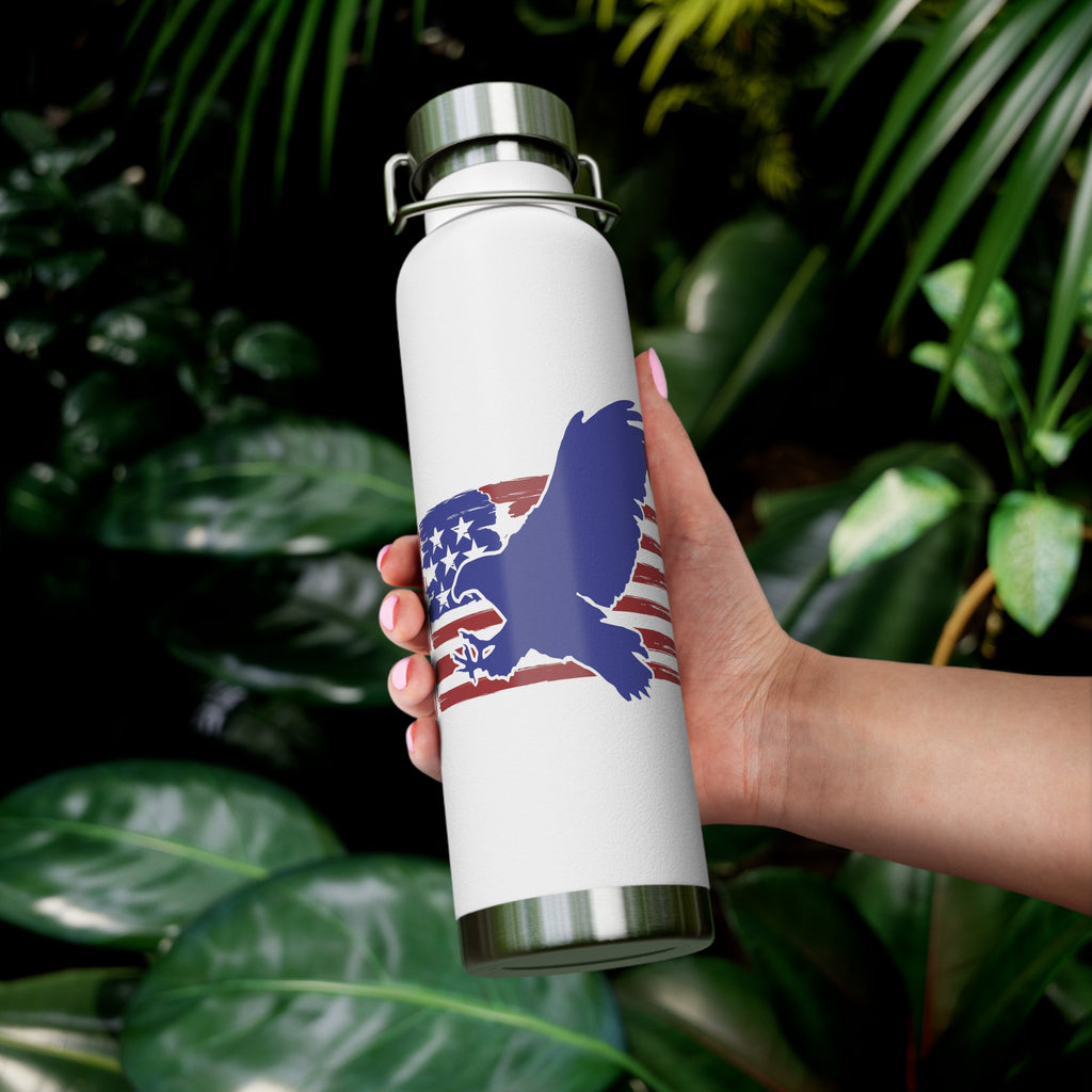 22oz Vacuum Bottle with American Flag Eagle — USA Patriotic Insulated Water Bottle