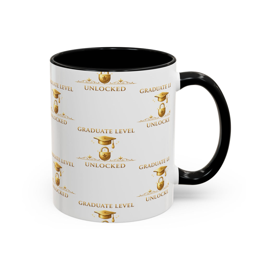 Graduation Level Unlocked Coffee Mug — Gold Cap Grad Gift (11/15oz)