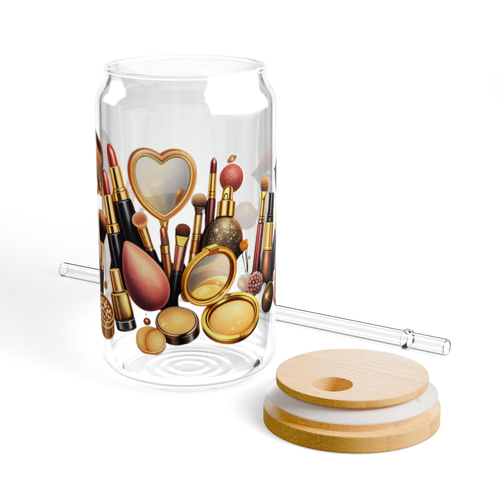 Makeup Brushes & Beauty Tools 16oz Sipper Glass with Lid — Cosmetic Lover Tumbler