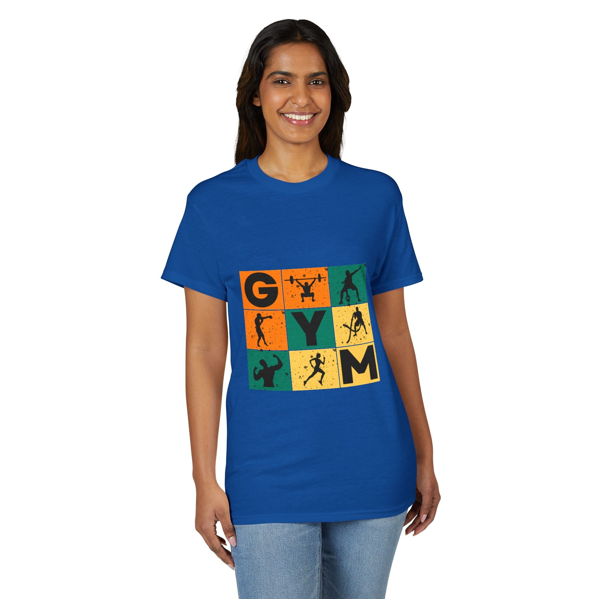 Gym Blocks Graphic T-Shirt — Retro Fitness Silhouette Tee