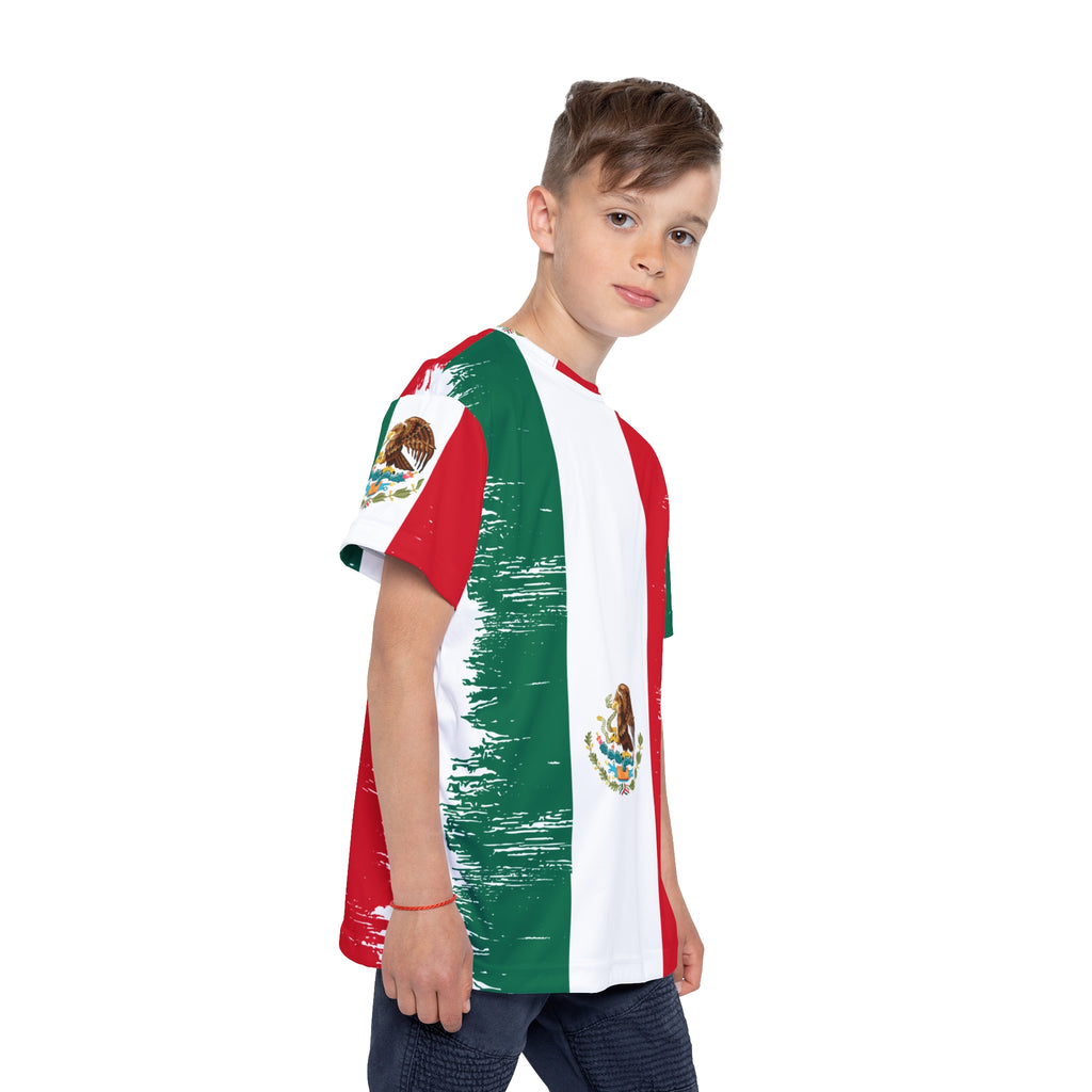 Mexico 2026 Kids Soccer Jersey — Mexican Flag AOP Youth Jersey