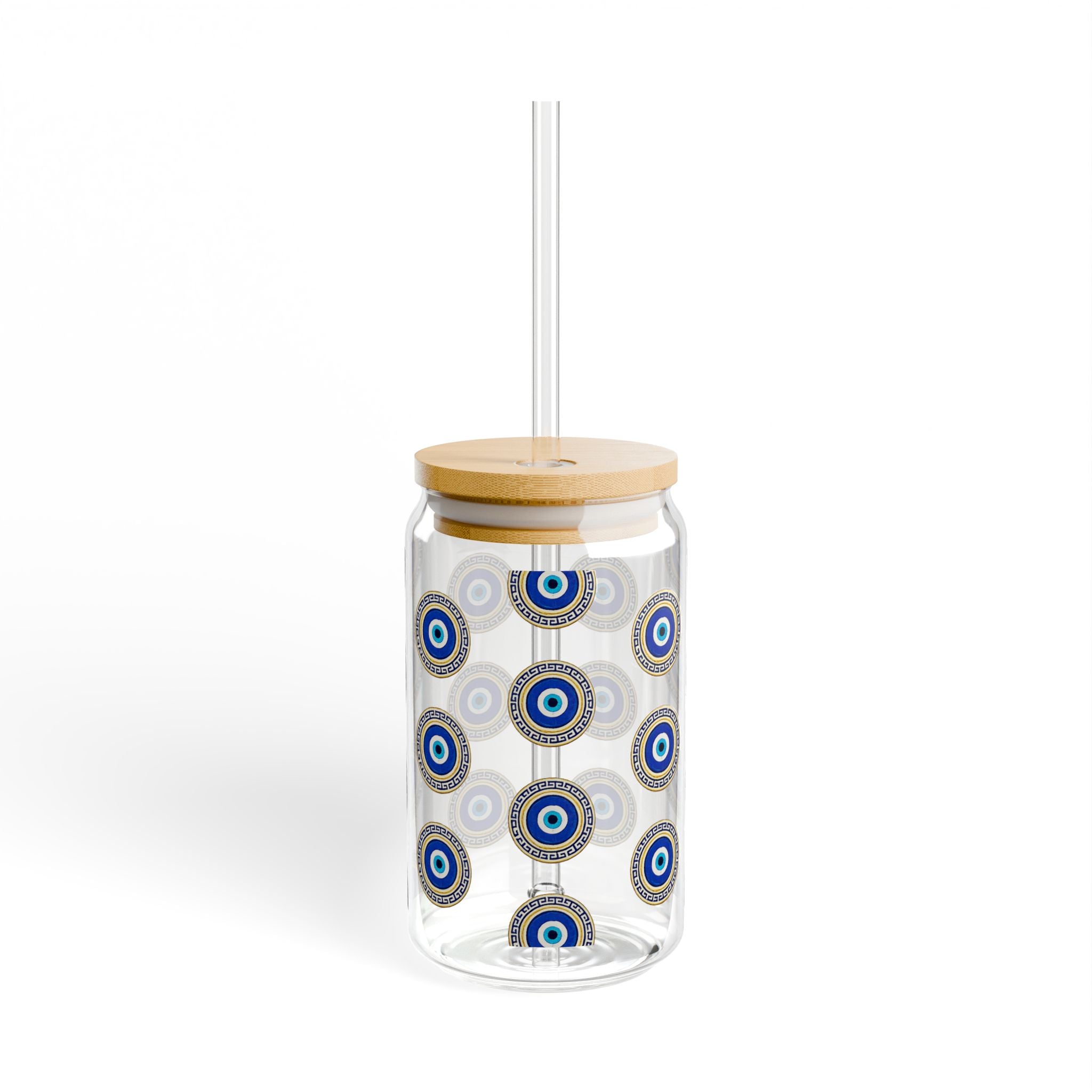 Evil Eye Glass Sipper, 16oz Bamboo Lid Tumbler