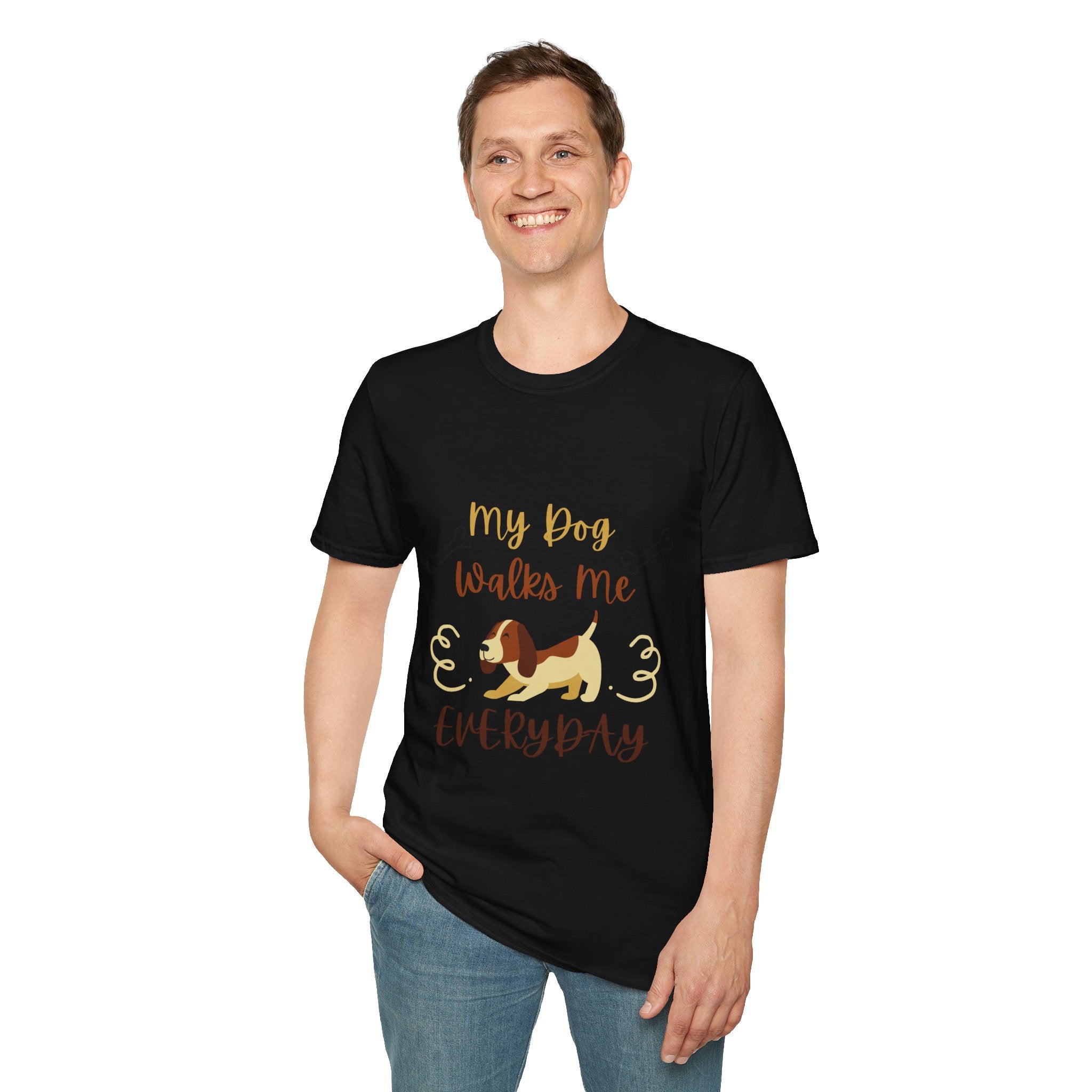 Dog Lover T-Shirt — “My Dog Walks Me Everyday” Cute Beagle Design