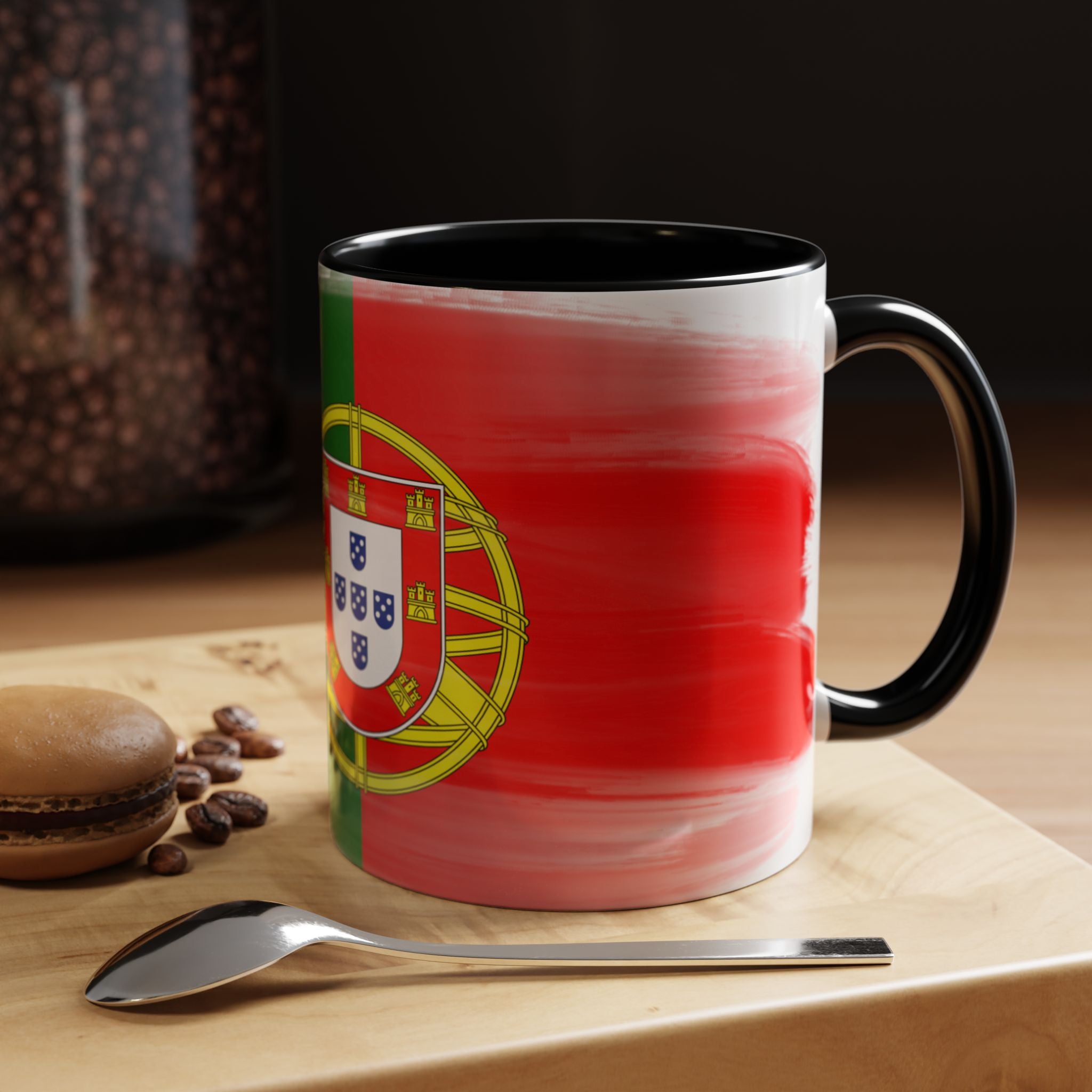 Portugal Flag Accent Coffee Mug — Painted Portuguese Crest Design (11/15oz)