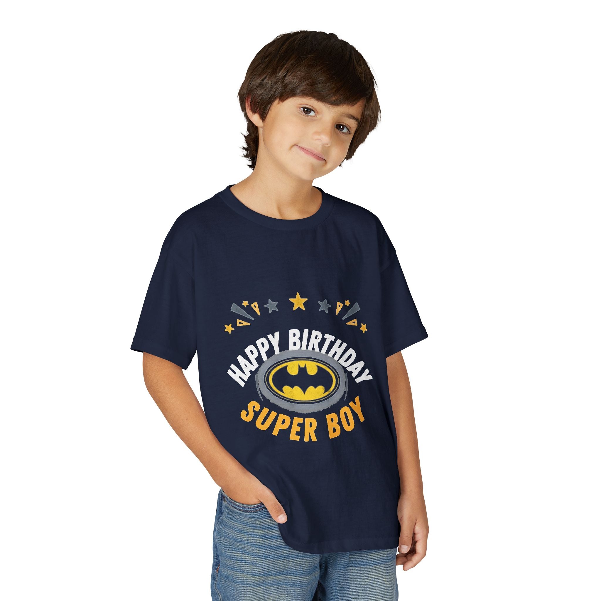 Happy Birthday Super Boy Youth T-Shirt – Superhero Birthday Tee for Boys
