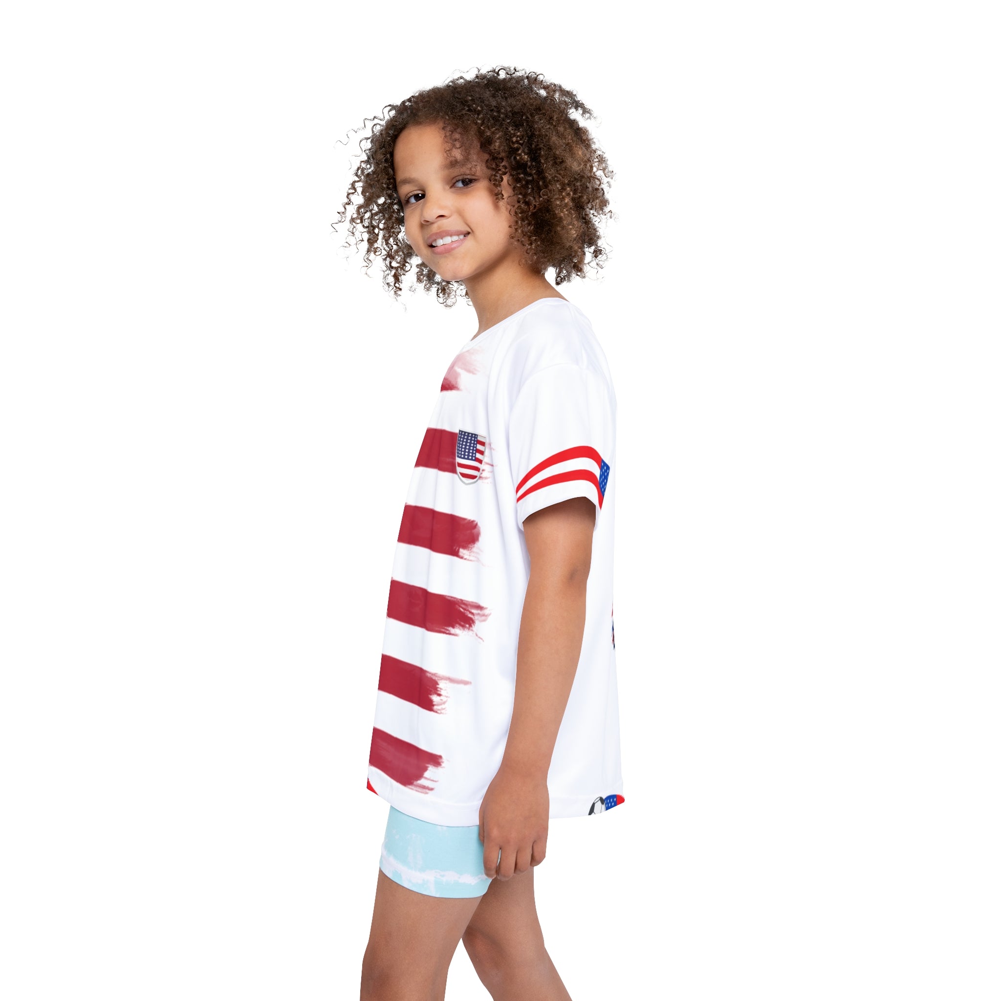 Kids USA Soccer Jersey — Patriotic Eagle & Stripes Youth Sports Shirt