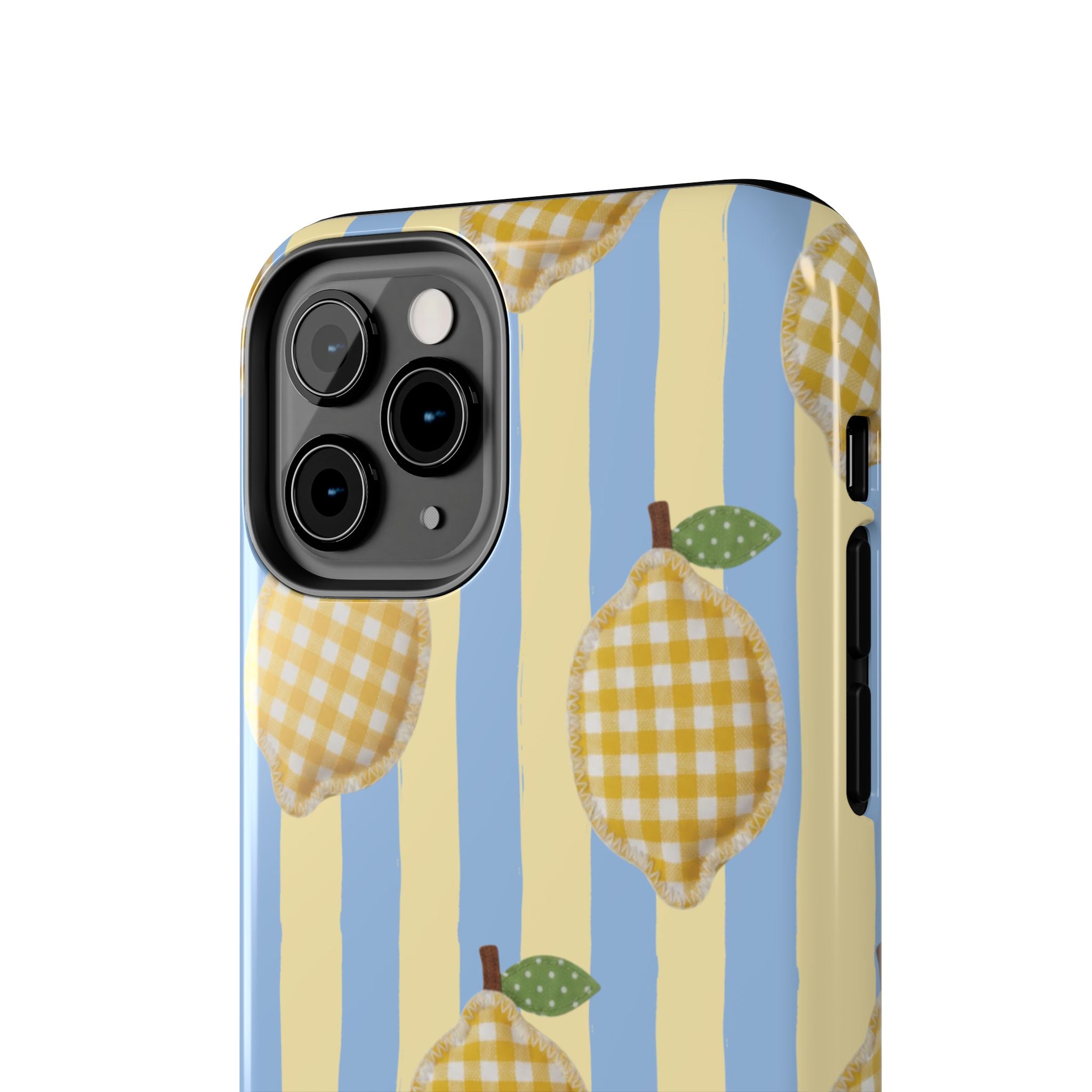 Tough Phone Case — Blue & Yellow Gingham Lemon Design