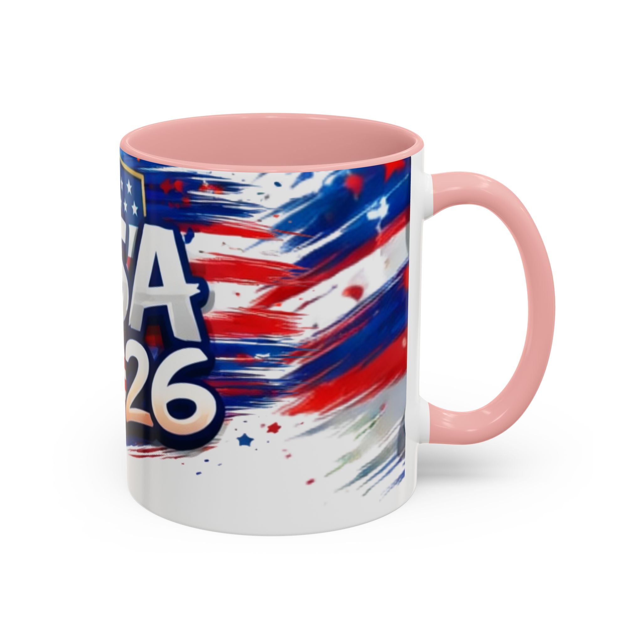 USA 2026 Flag Accent Coffee Mug — Patriotic Fourth of July Drinkware