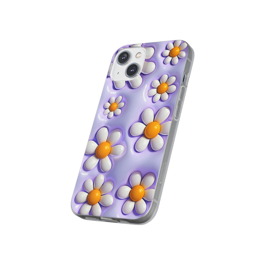 Purple 3D Daisy Phone Case – Cute Floral iPhone Flexi Case