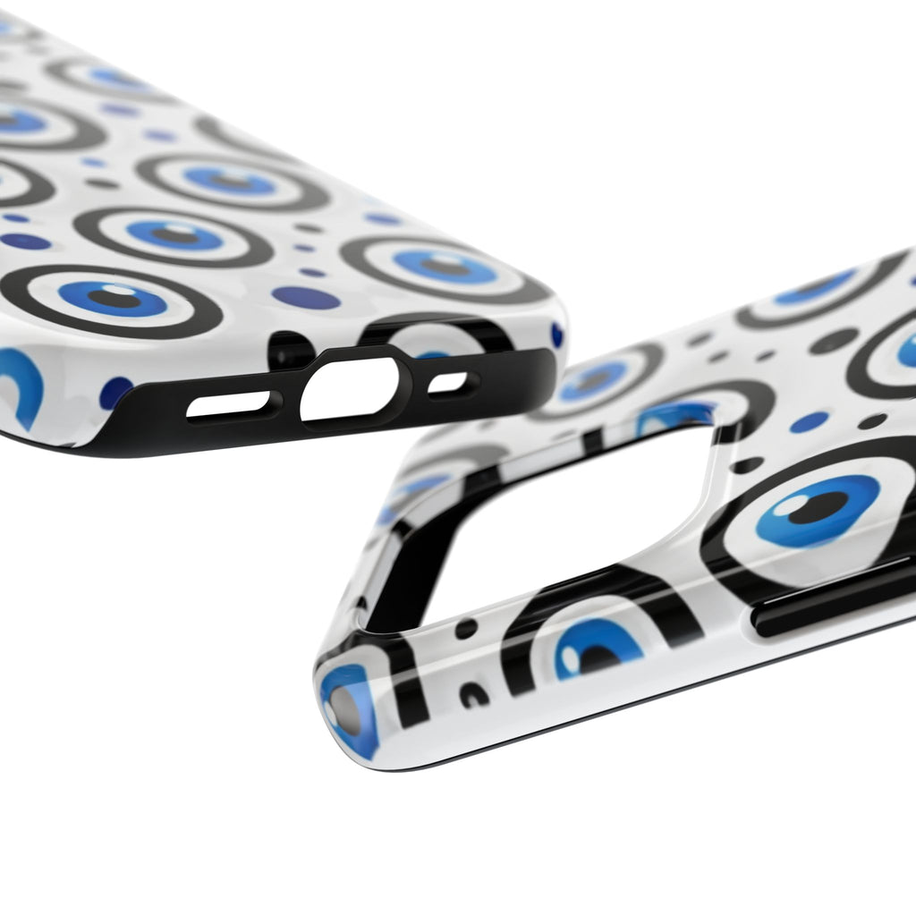 Blue Evil Eye Pattern Tough Phone Case — Protective Ceramic Nazar Design