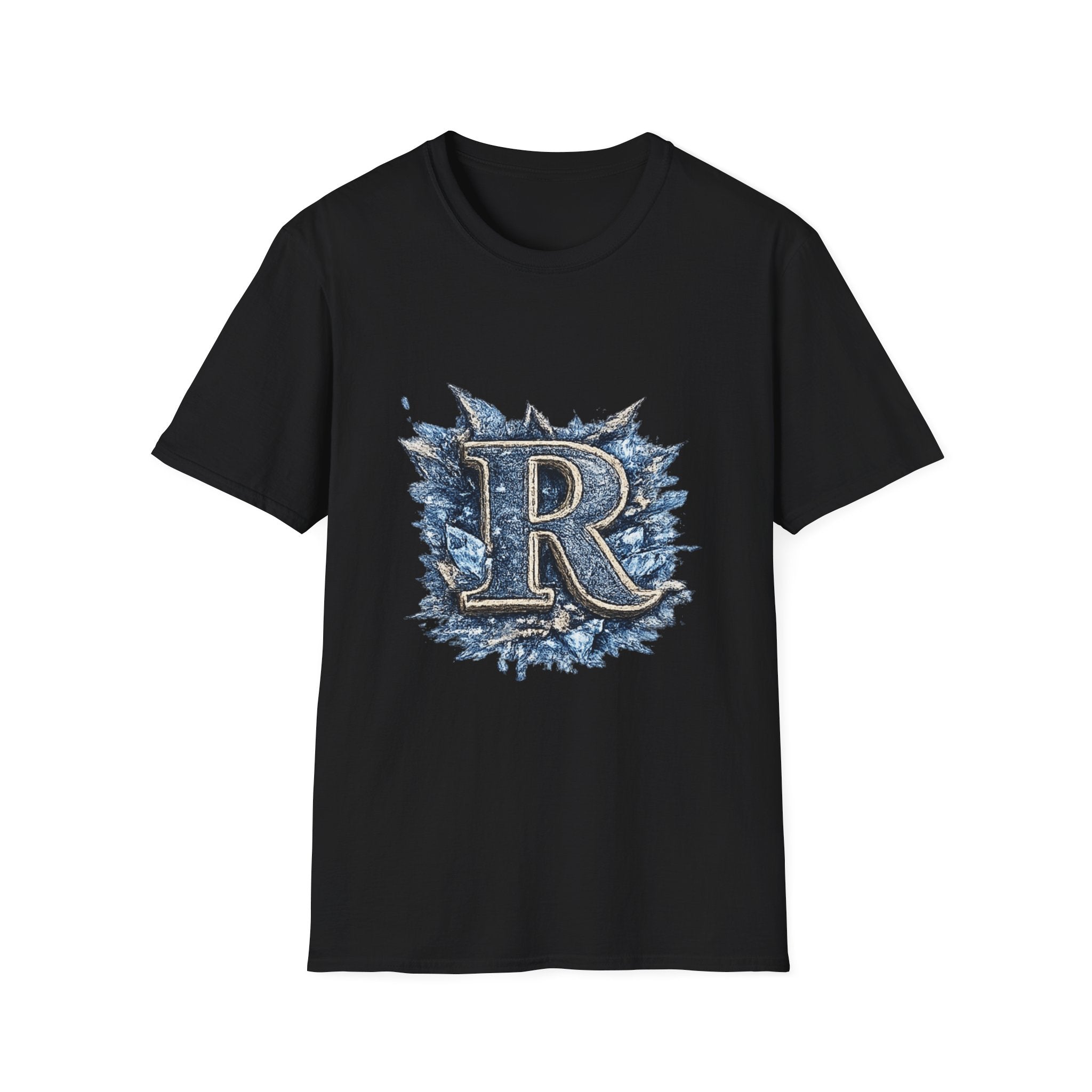 R Crest Graphic T-Shirt — Vintage Blue Letter R Logo Tee