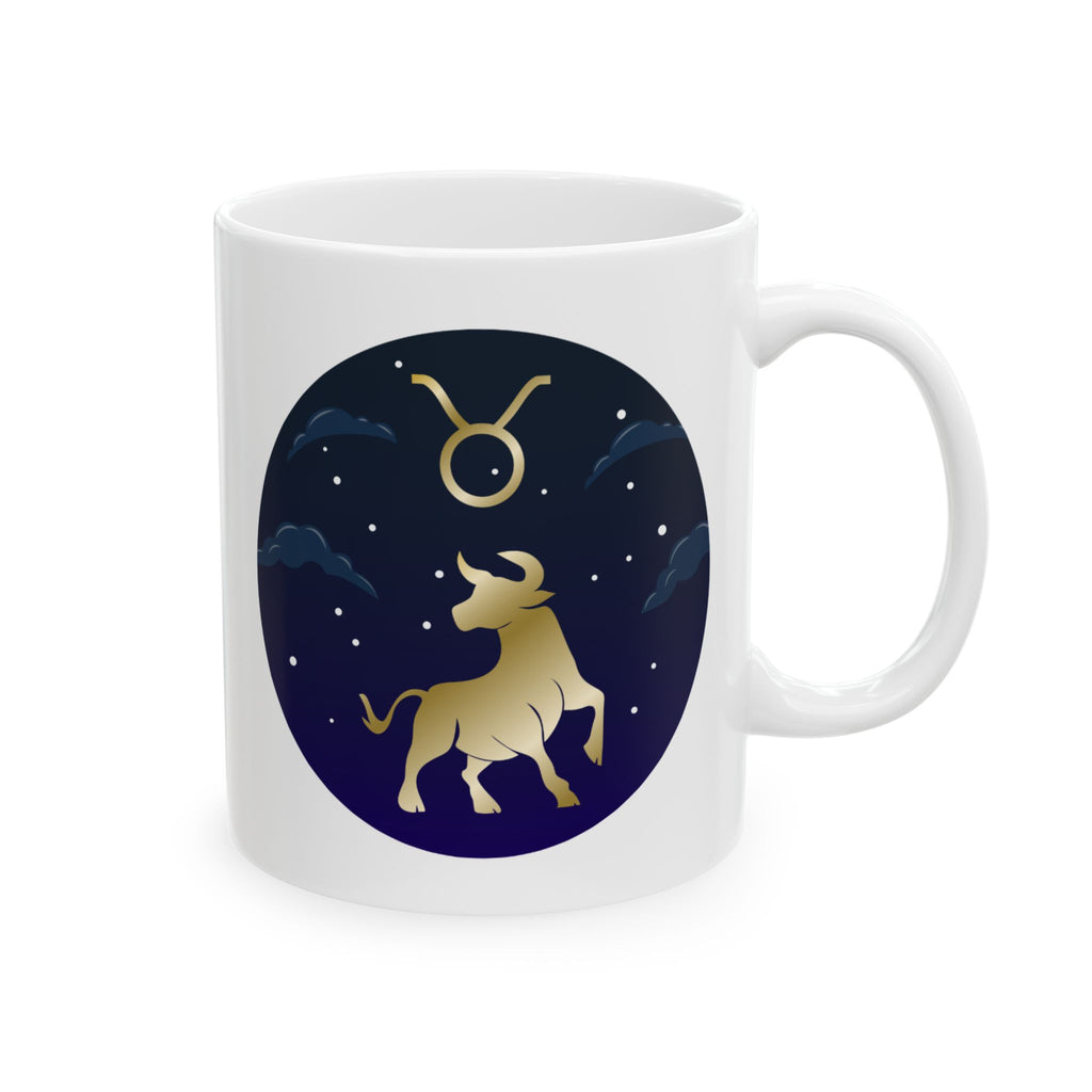 Taurus Starry Night Moon Ceramic Mug — Cozy Celestial Coffee Cup (11oz & 15oz)